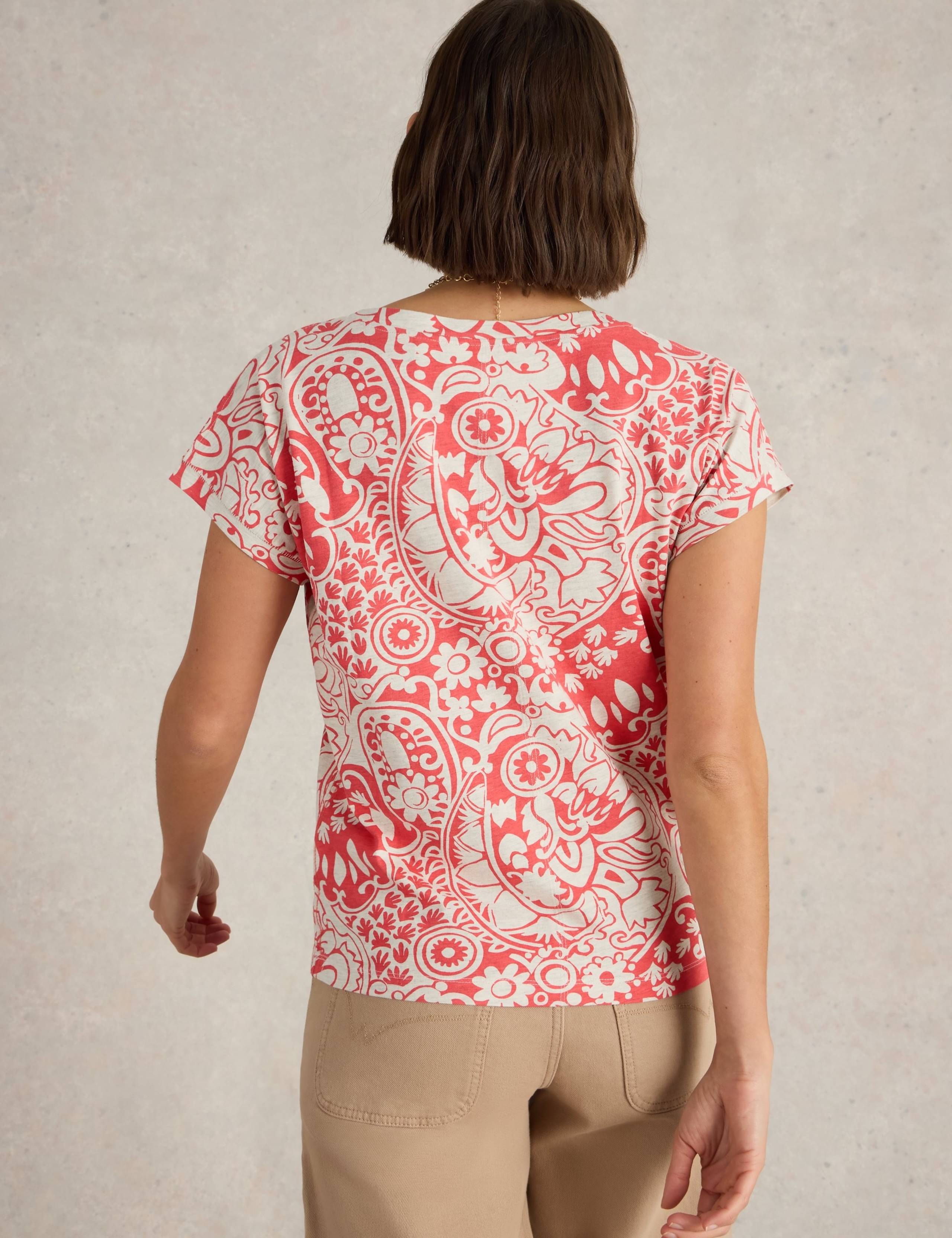 Pure Cotton Printed Notch Neck T-Shirt 4 of 6