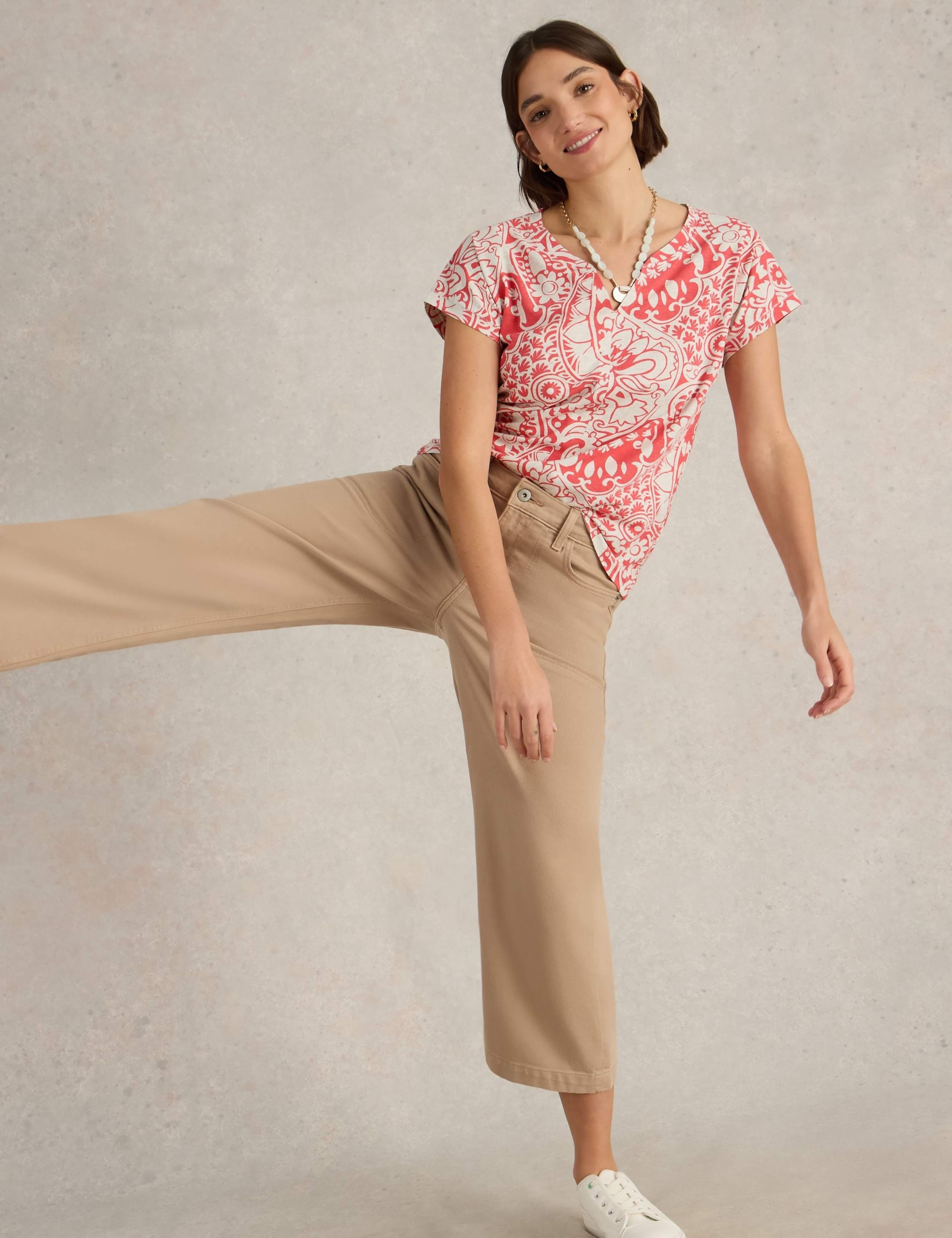 Pure Cotton Printed Notch Neck T-Shirt 5 of 6