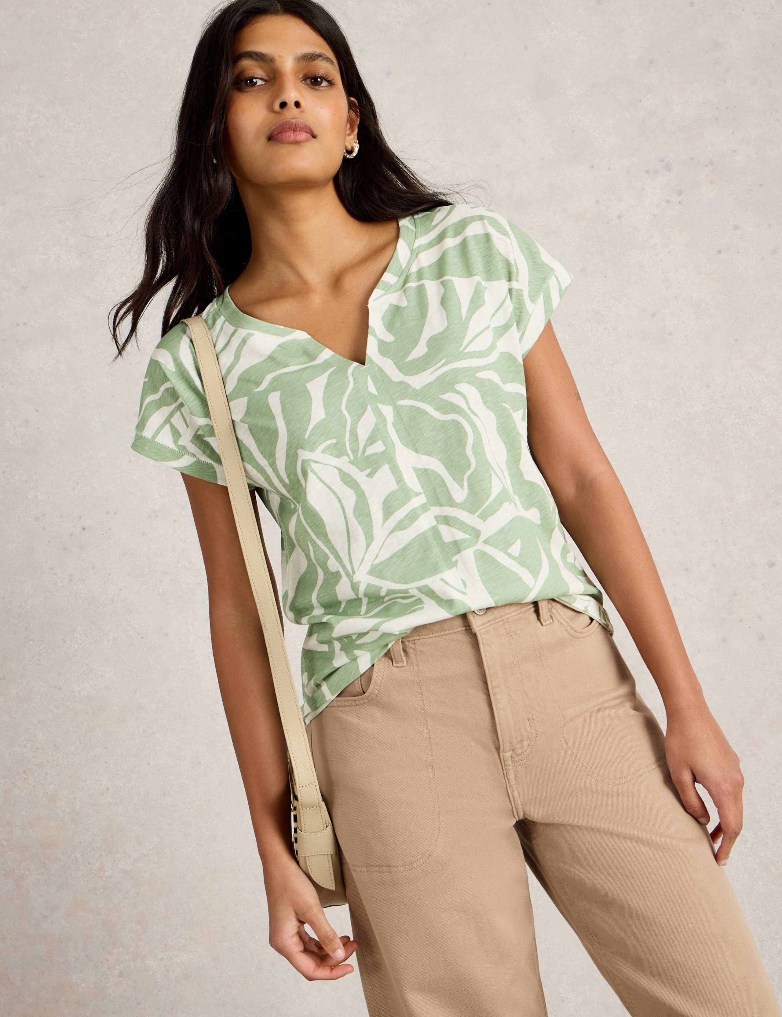Pure Cotton Printed Notch Neck T-Shirt 1 of 6