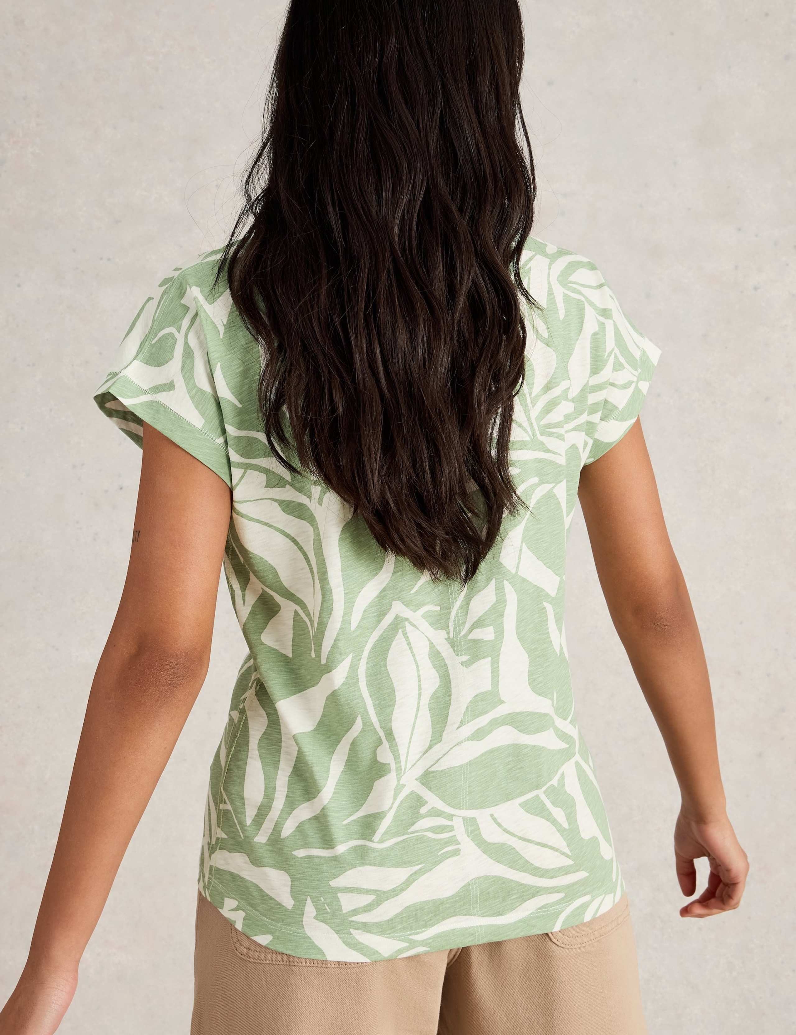 Pure Cotton Printed Notch Neck T-Shirt 4 of 6