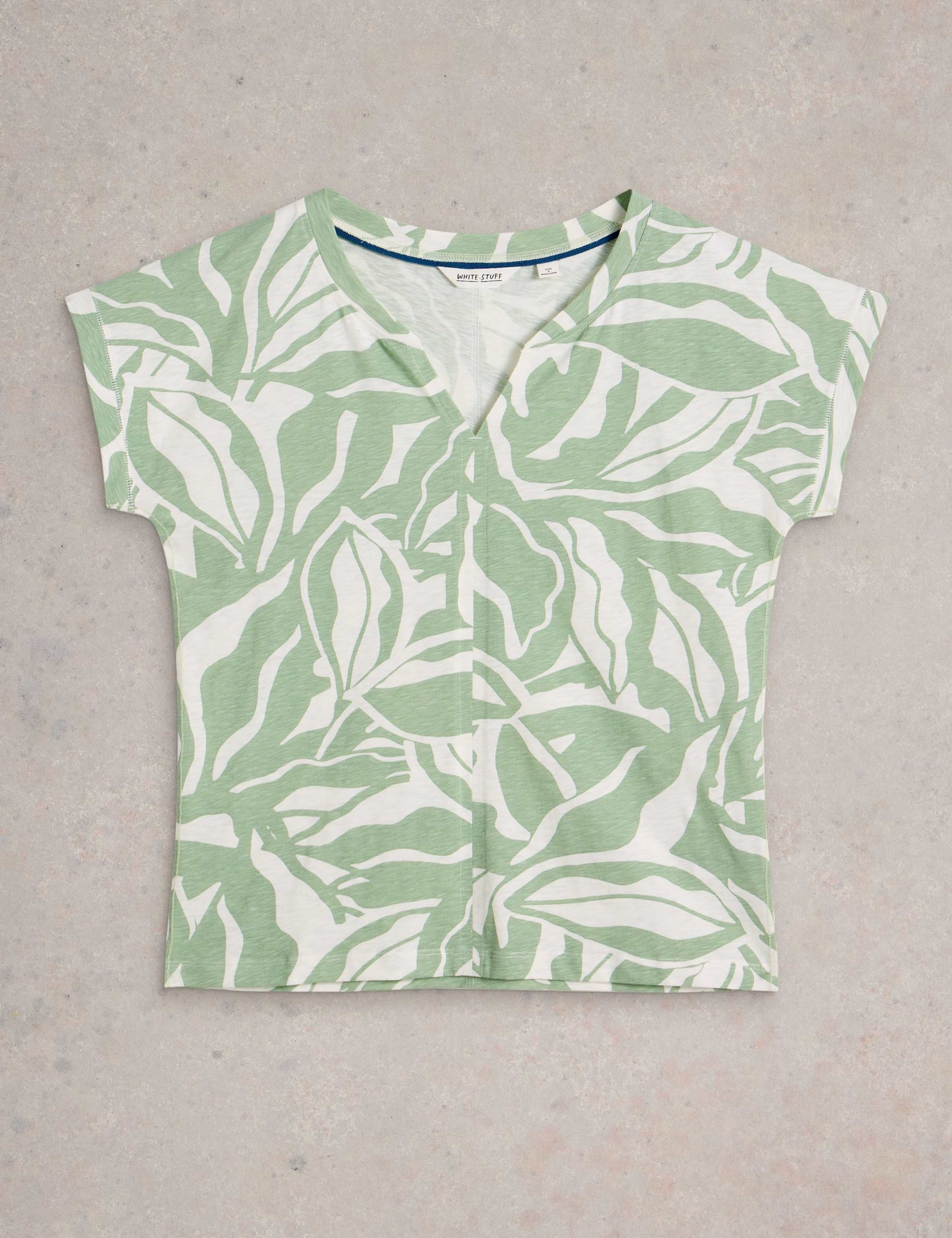 Pure Cotton Printed Notch Neck T-Shirt 2 of 6