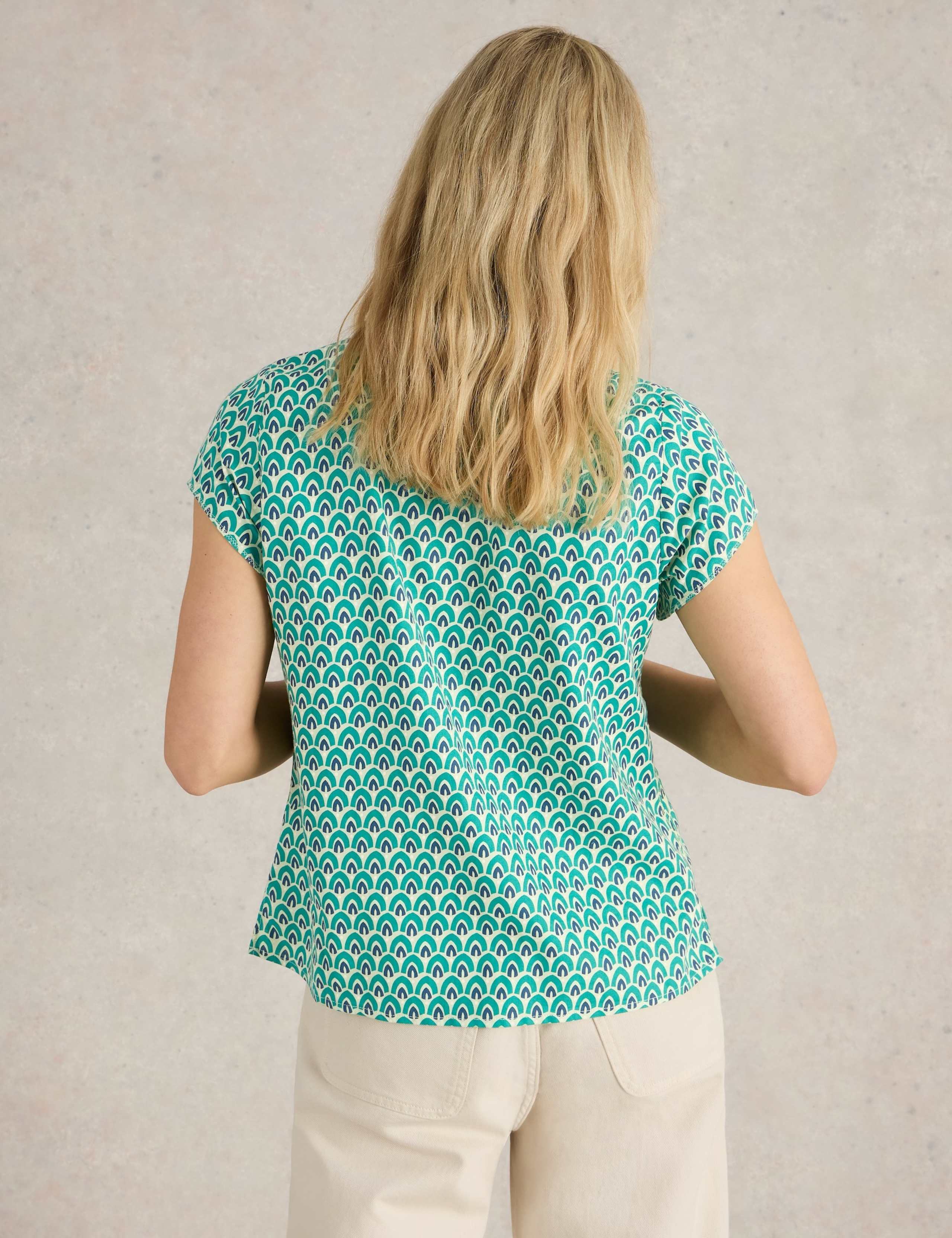 Pure Cotton Geometric V-Neck Top 4 of 6