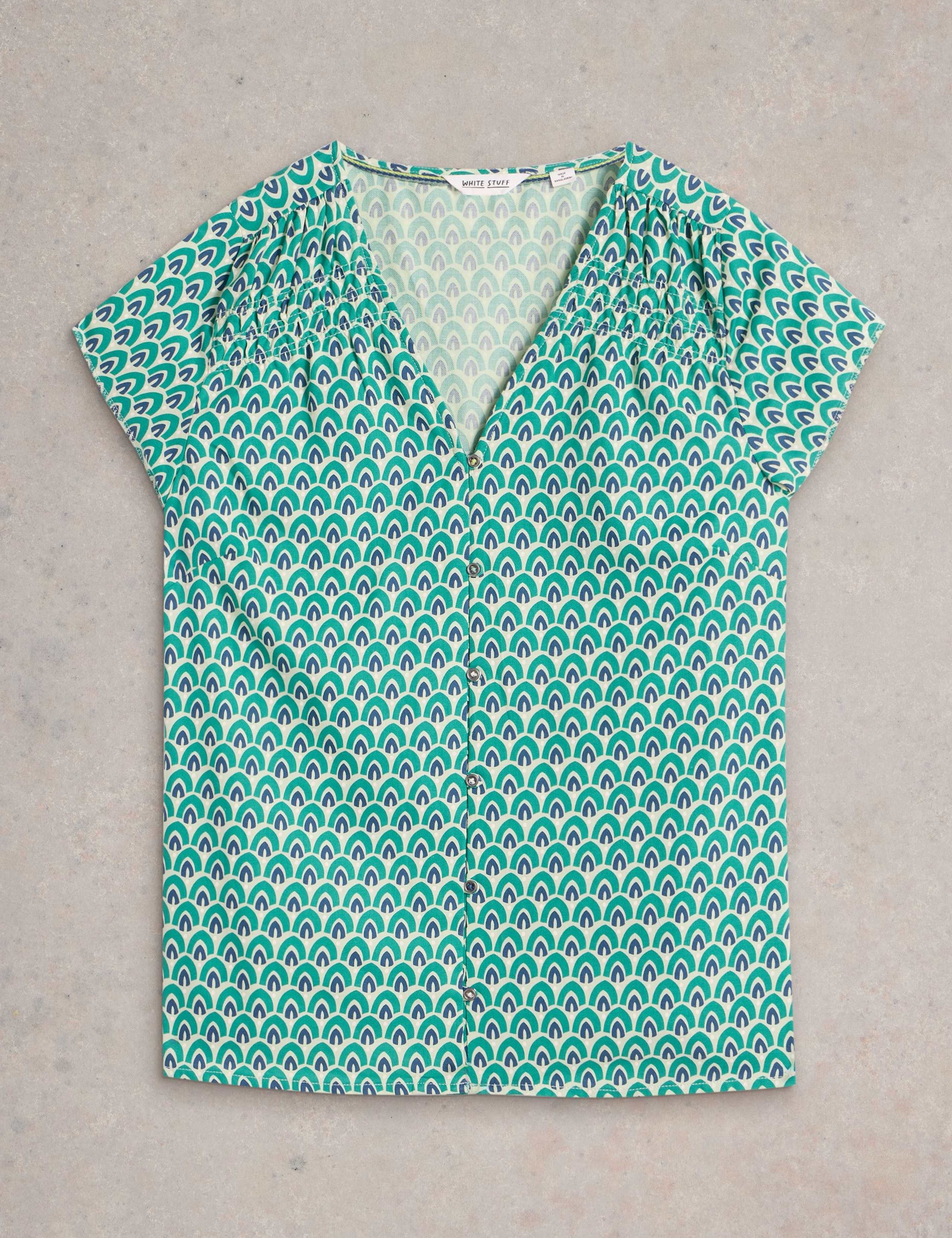 Pure Cotton Geometric V-Neck Top 2 of 6