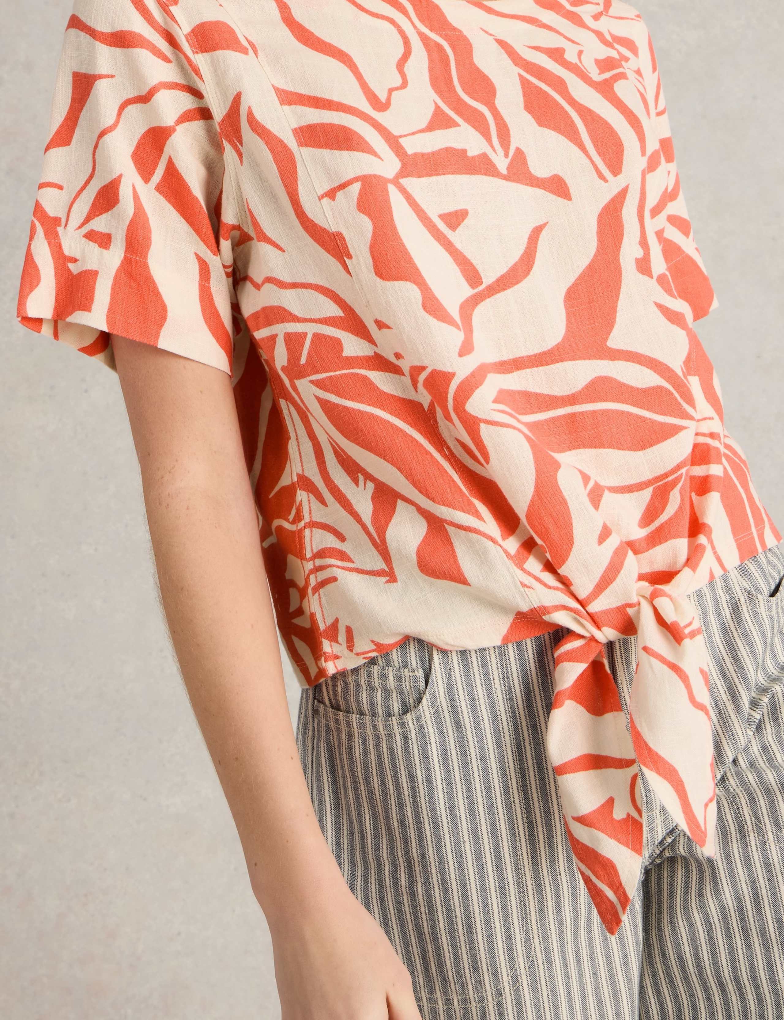 Printed Round Neck Top with Linen 5 of 6