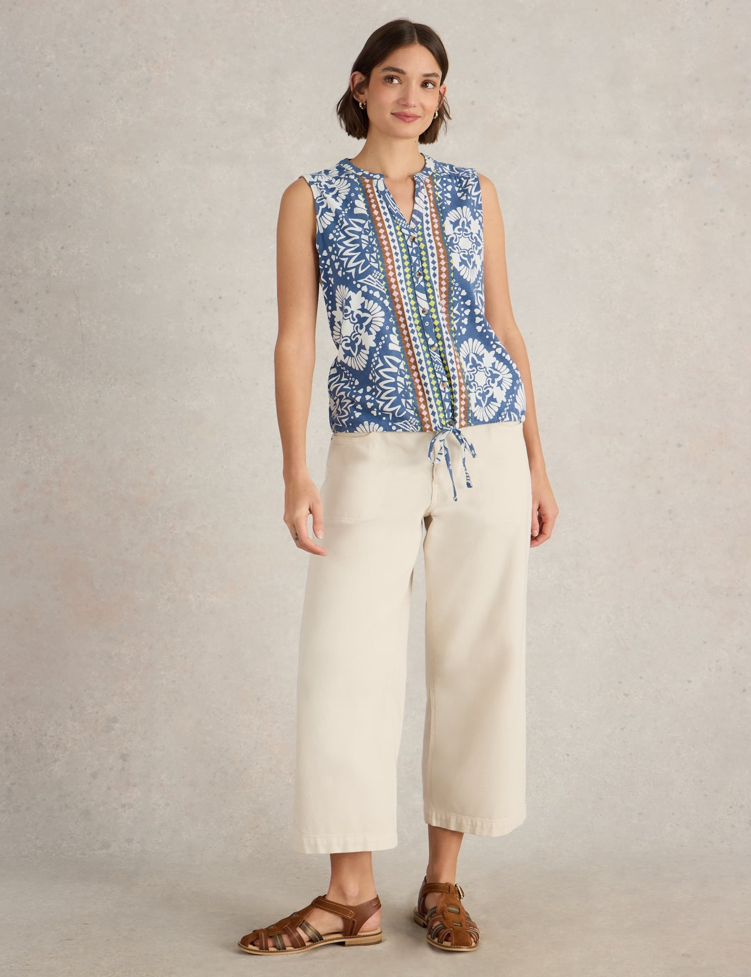 Pure Cotton Printed Sleeveless Top 3 of 6