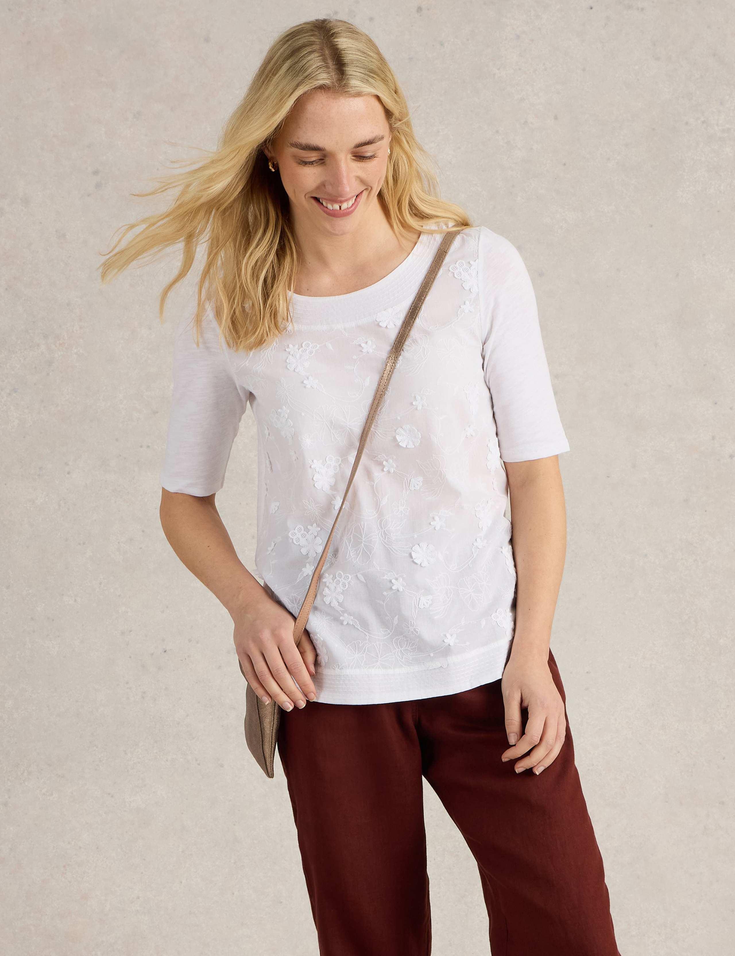 Pure Cotton Broderie T-Shirt 1 of 6