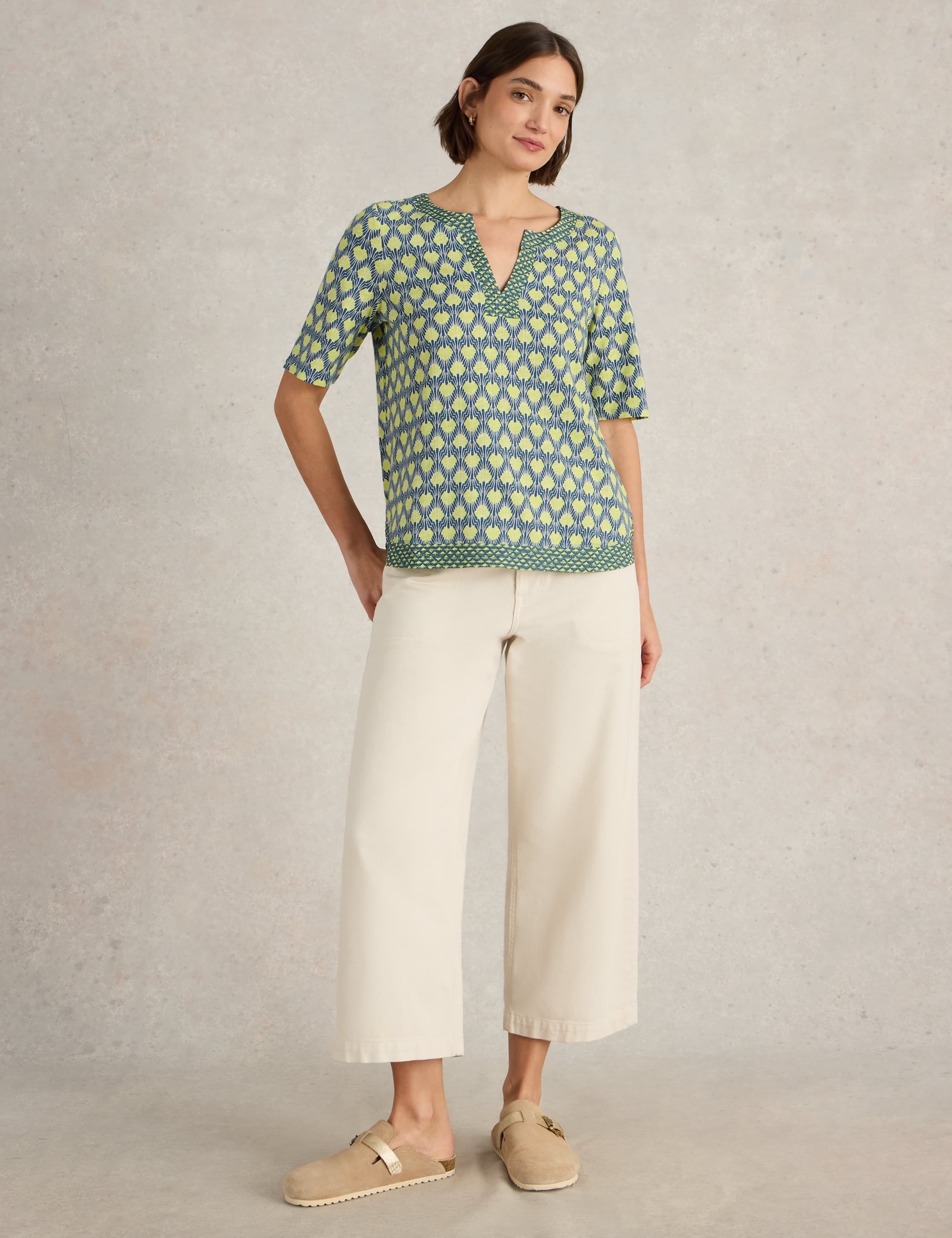 Pure Cotton Printed Notch Neck Top 3 of 6
