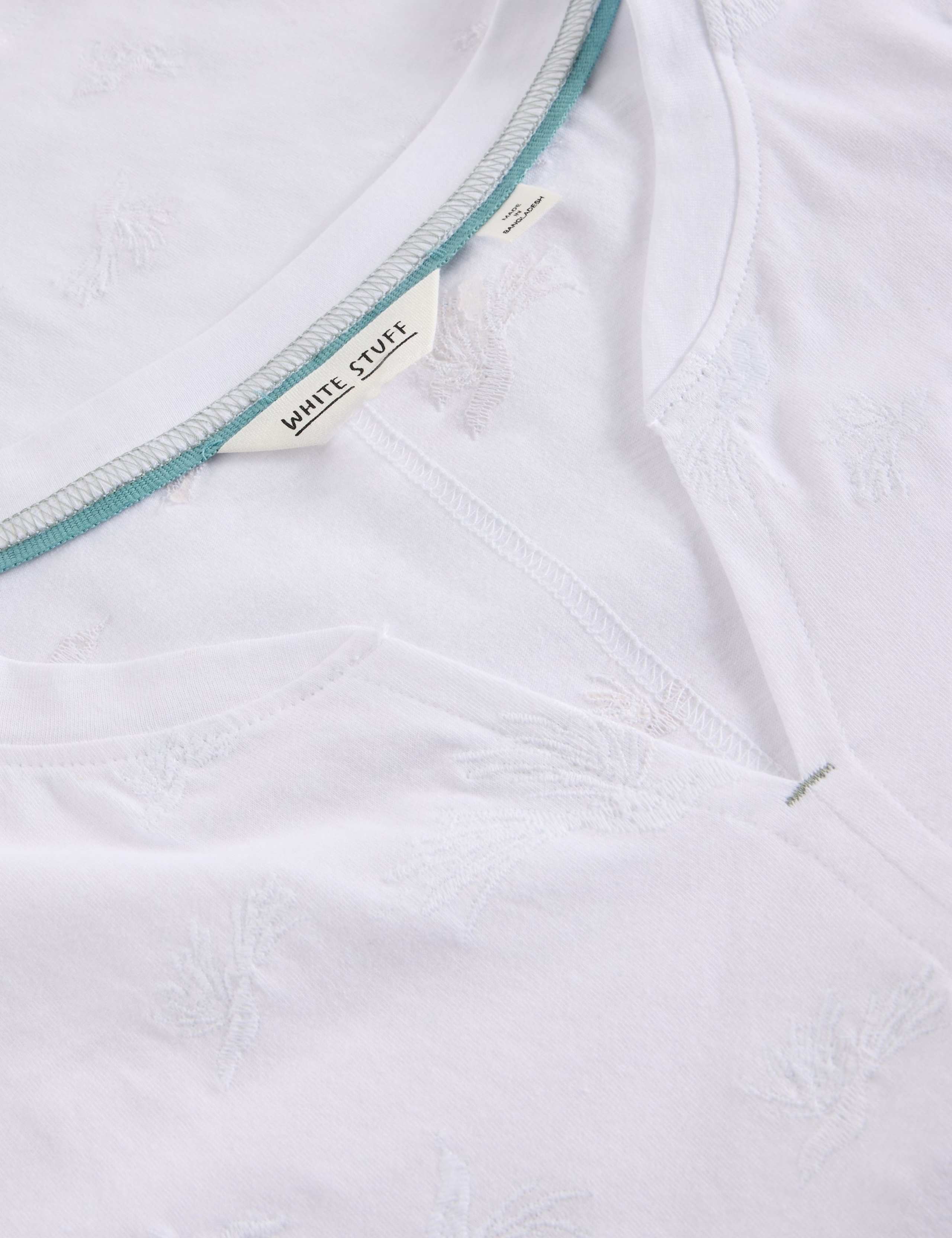 Pure Cotton Embroidered Notch Neck T-Shirt 3 of 7