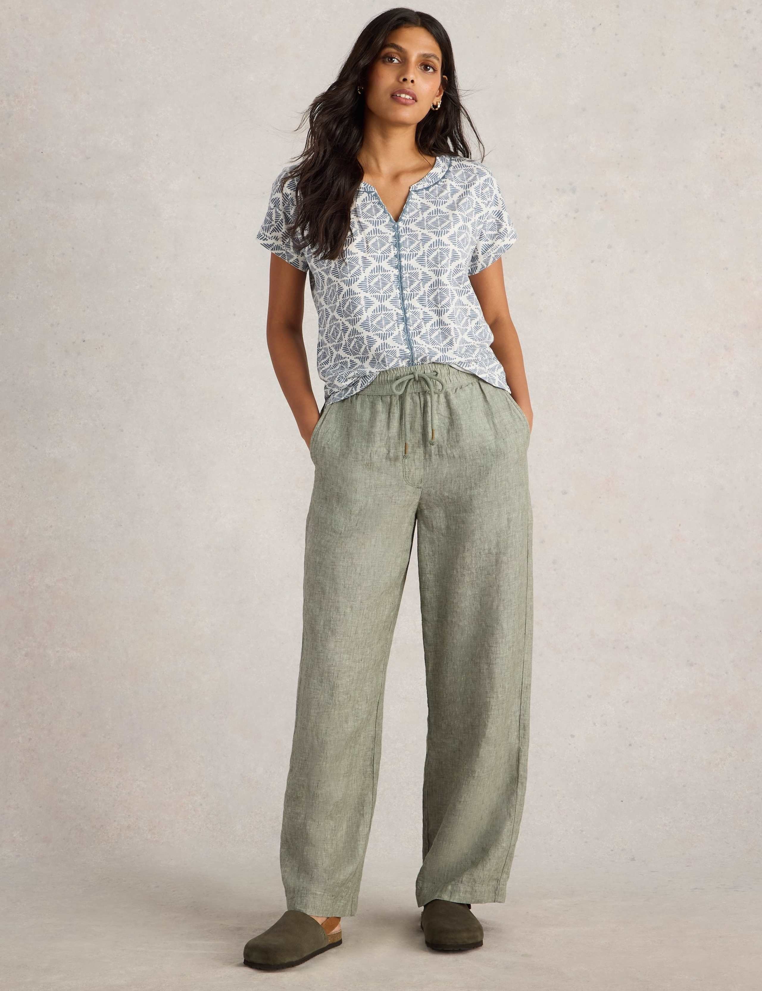 Pure Cotton Embroidered Notch Neck T-Shirt 3 of 6