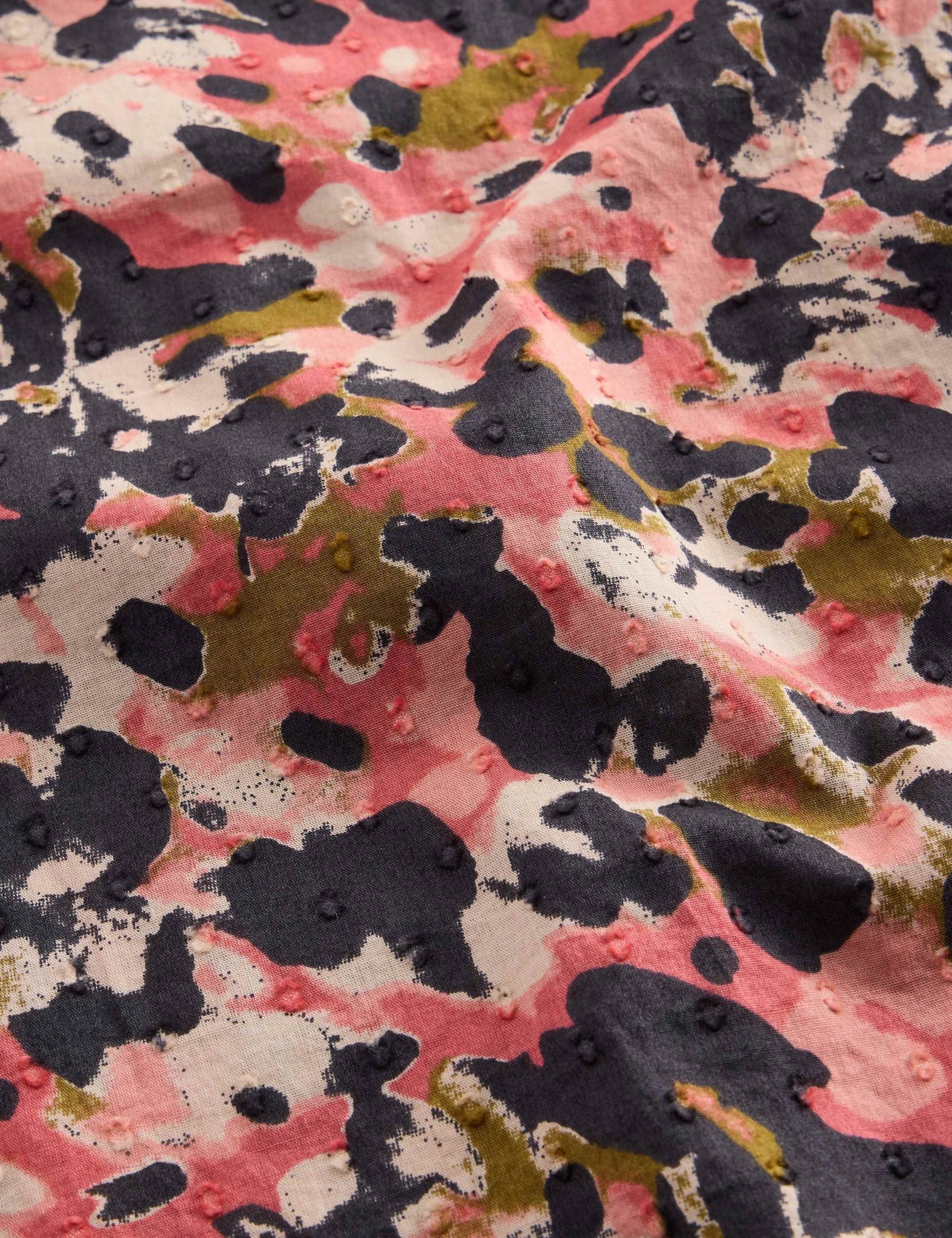 Pure Cotton Abstract V-Neck Shirred Blouse 3 of 7