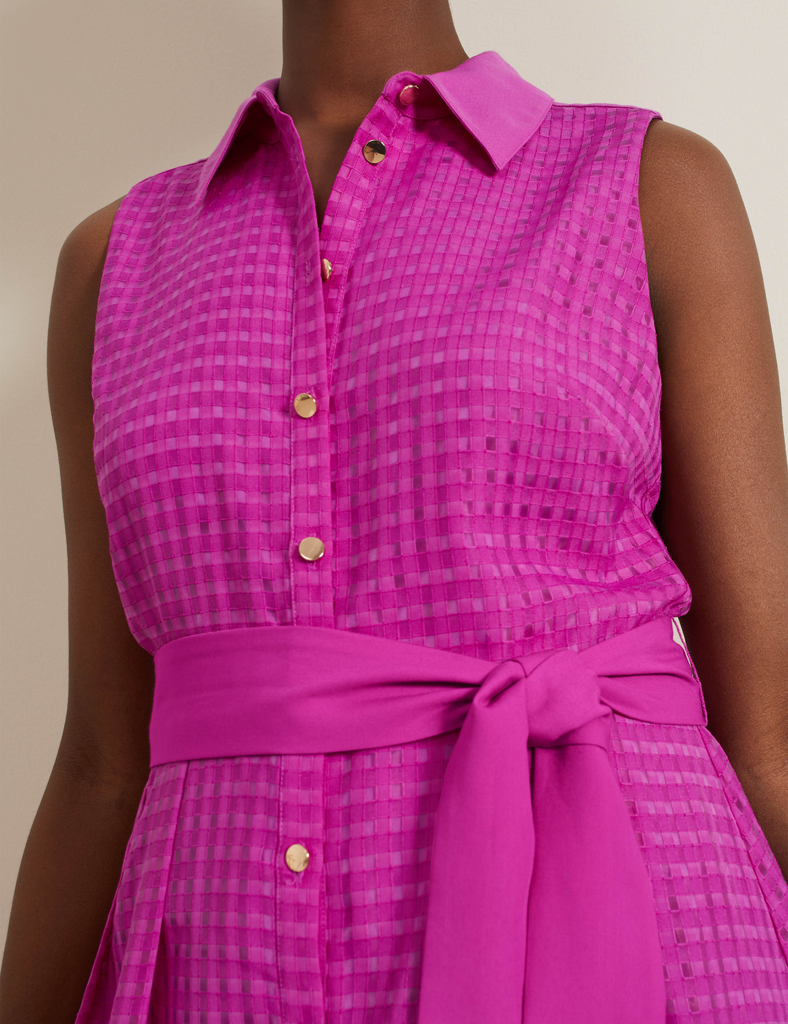 Checked Belted Midi Shirt Dress 6 of 6
