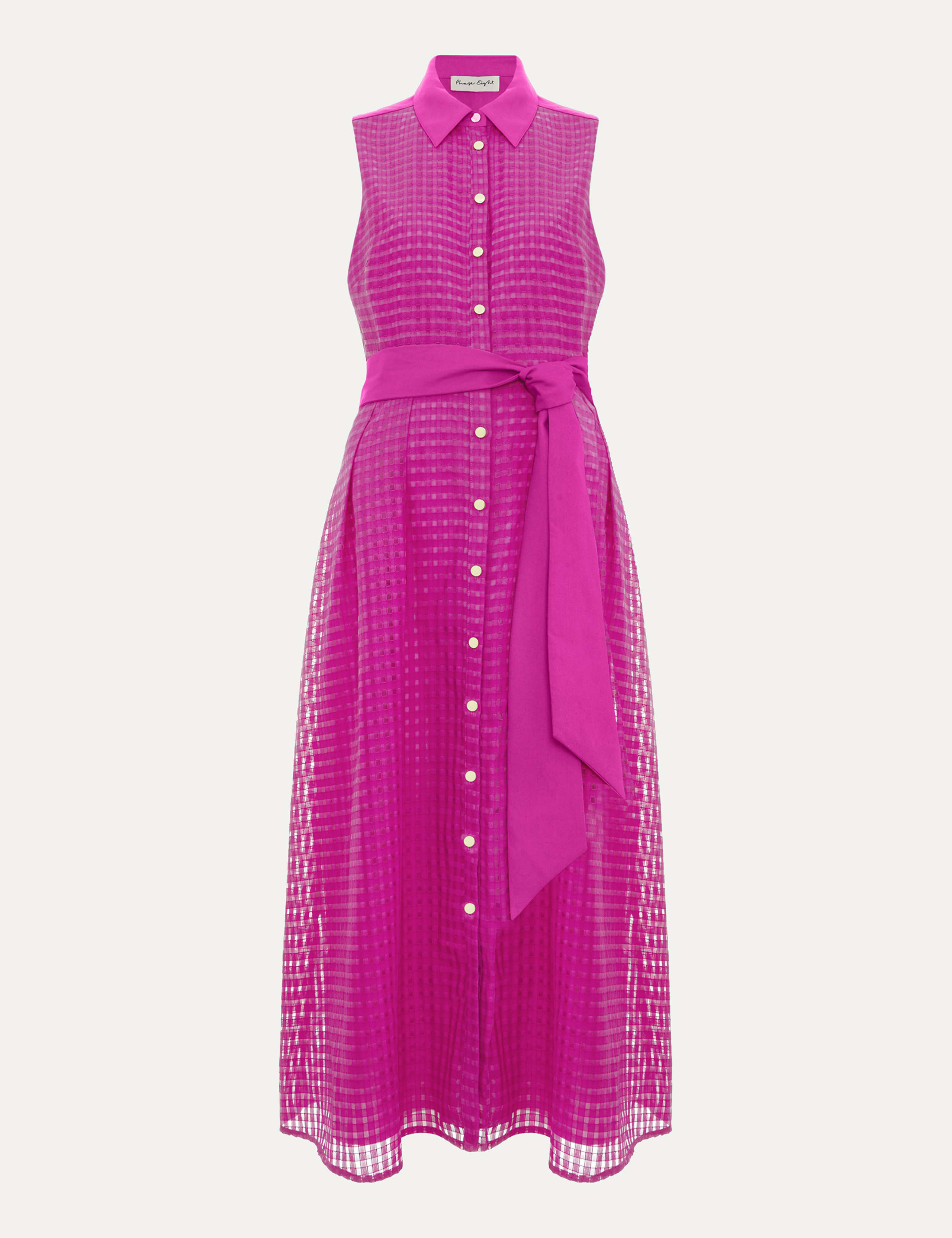 Checked Belted Midi Shirt Dress 2 of 6