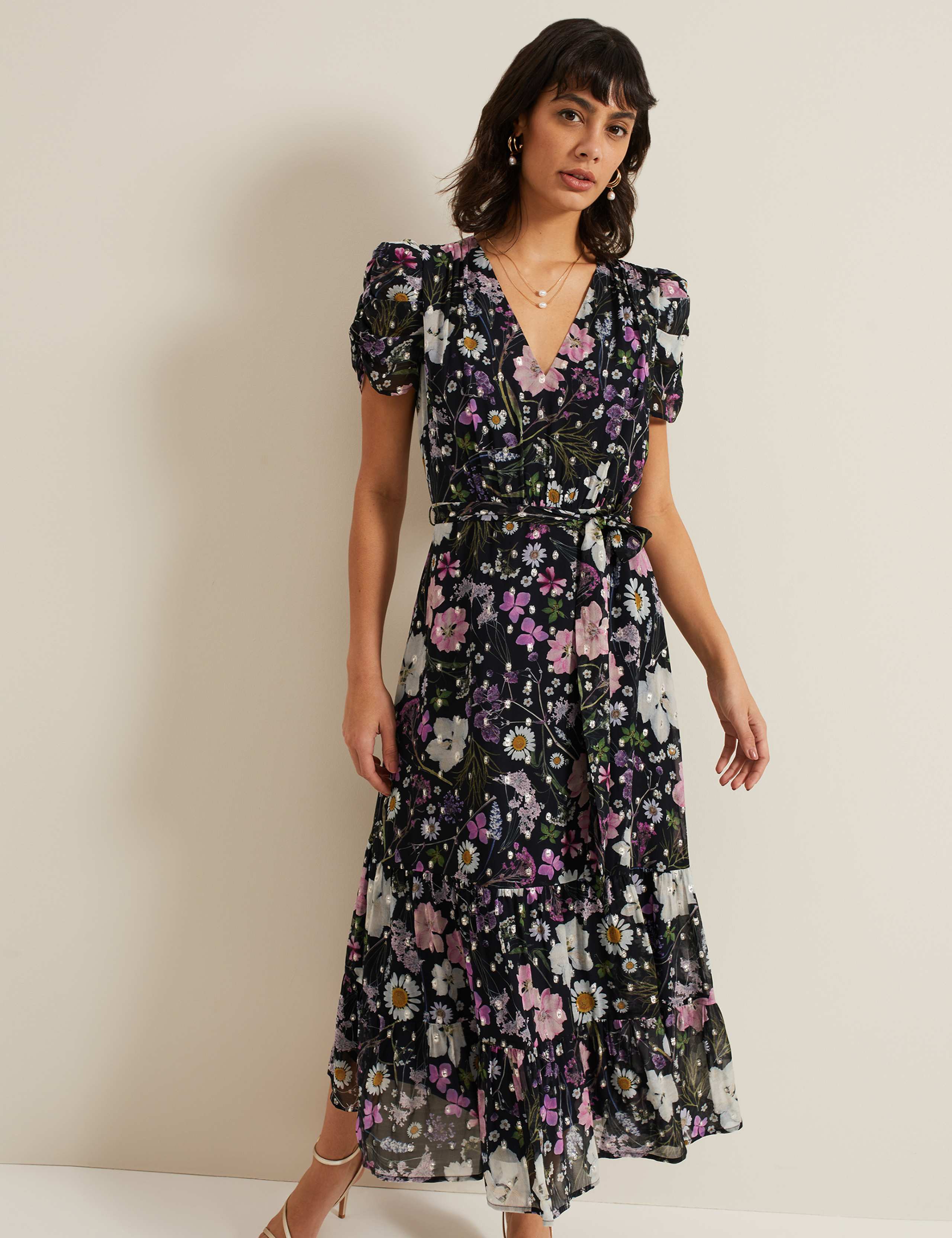 Floral Belted Maxi Tiered Dress 4 of 6