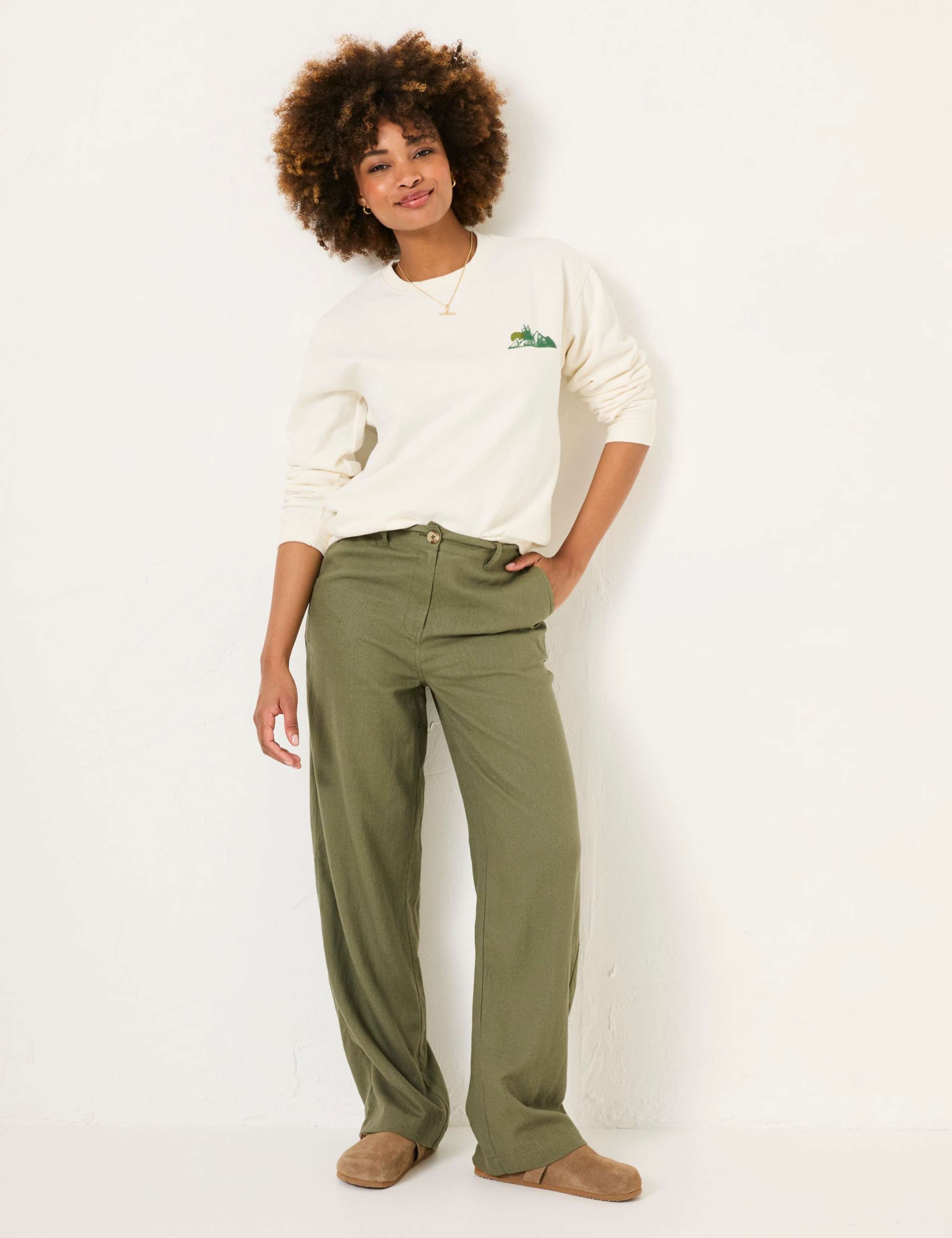 Linen Rich Wide Leg Trousers 3 of 6