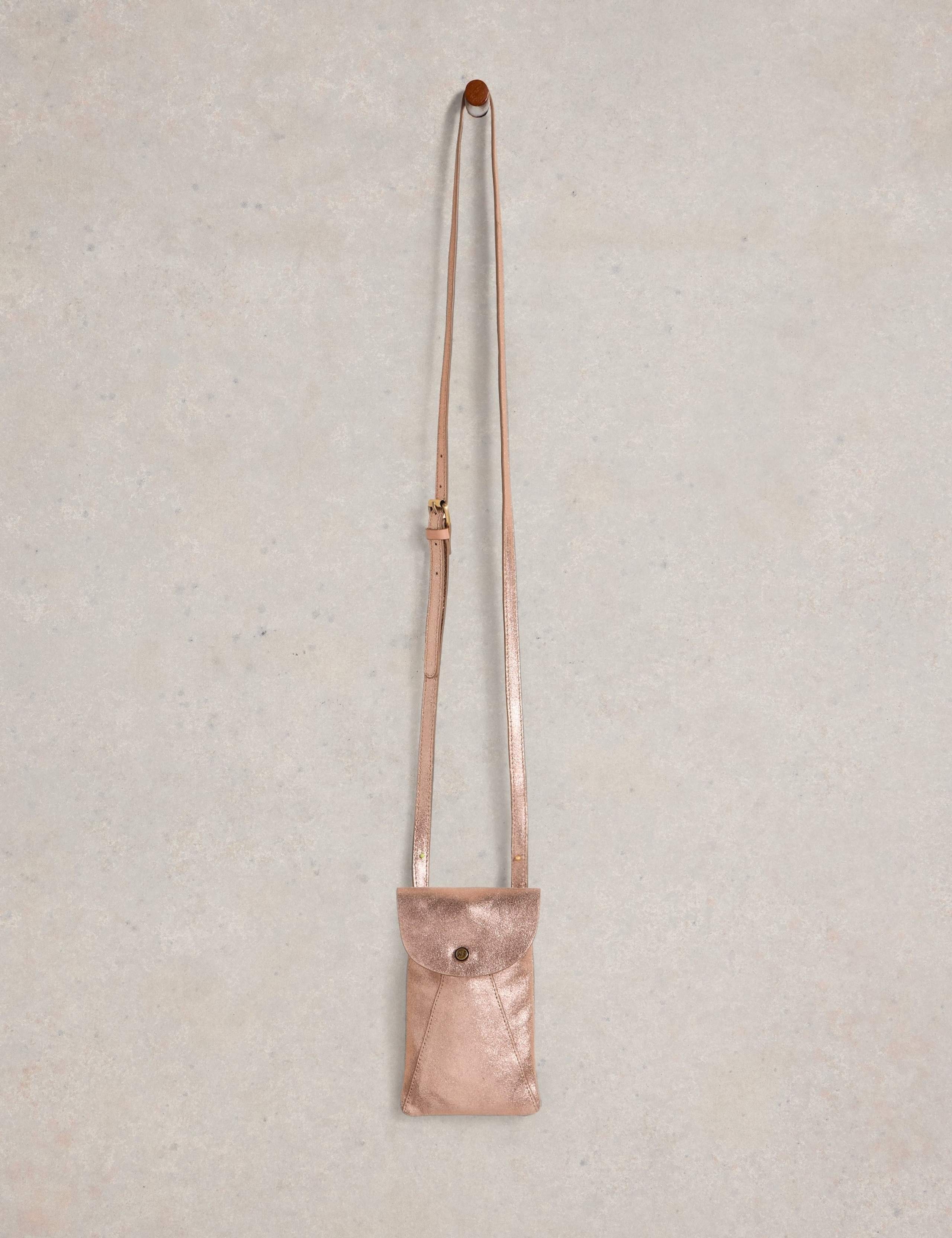 Leather Metallic Cross Body Phone Bag 2 of 4