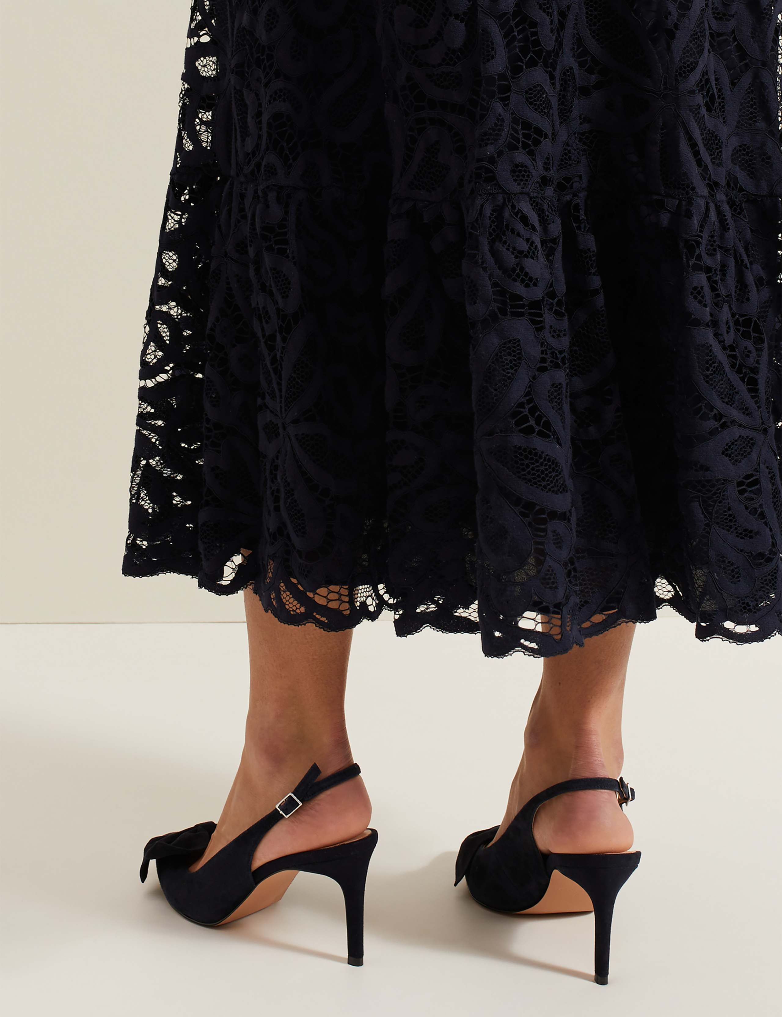 Suede Bow Pointed Slingback Shoes 4 of 8