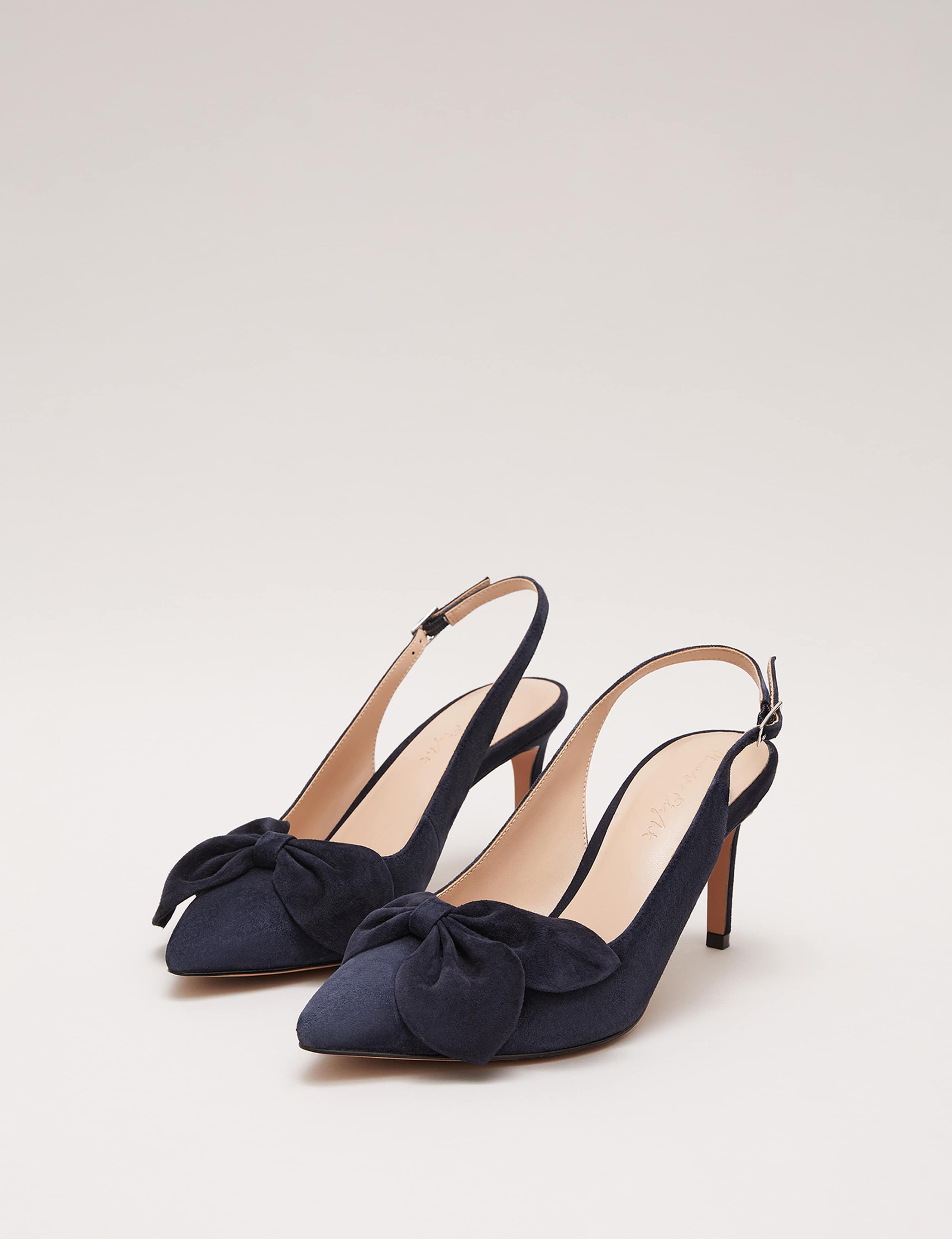 Suede Bow Pointed Slingback Shoes 5 of 8
