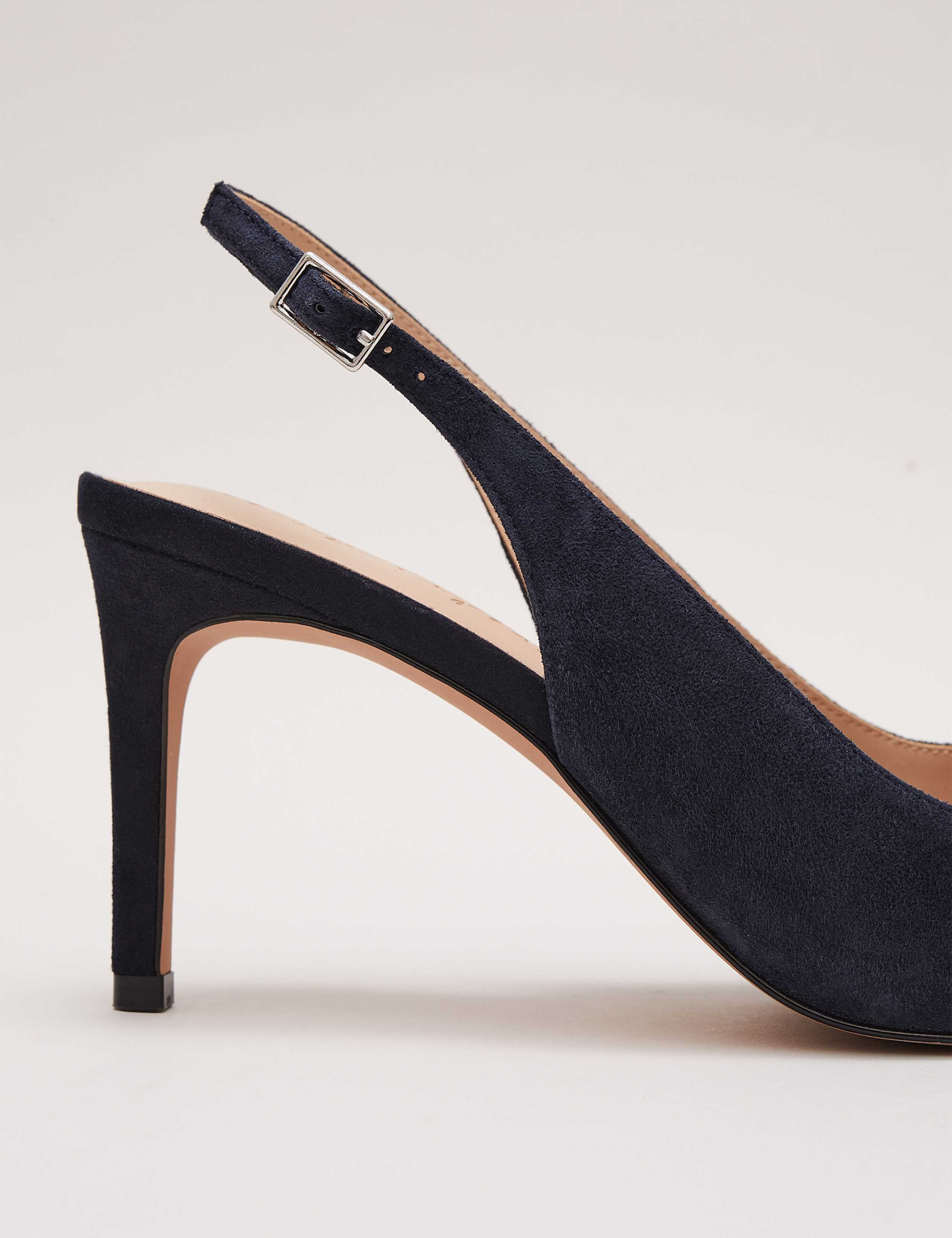 Suede Bow Pointed Slingback Shoes 6 of 8