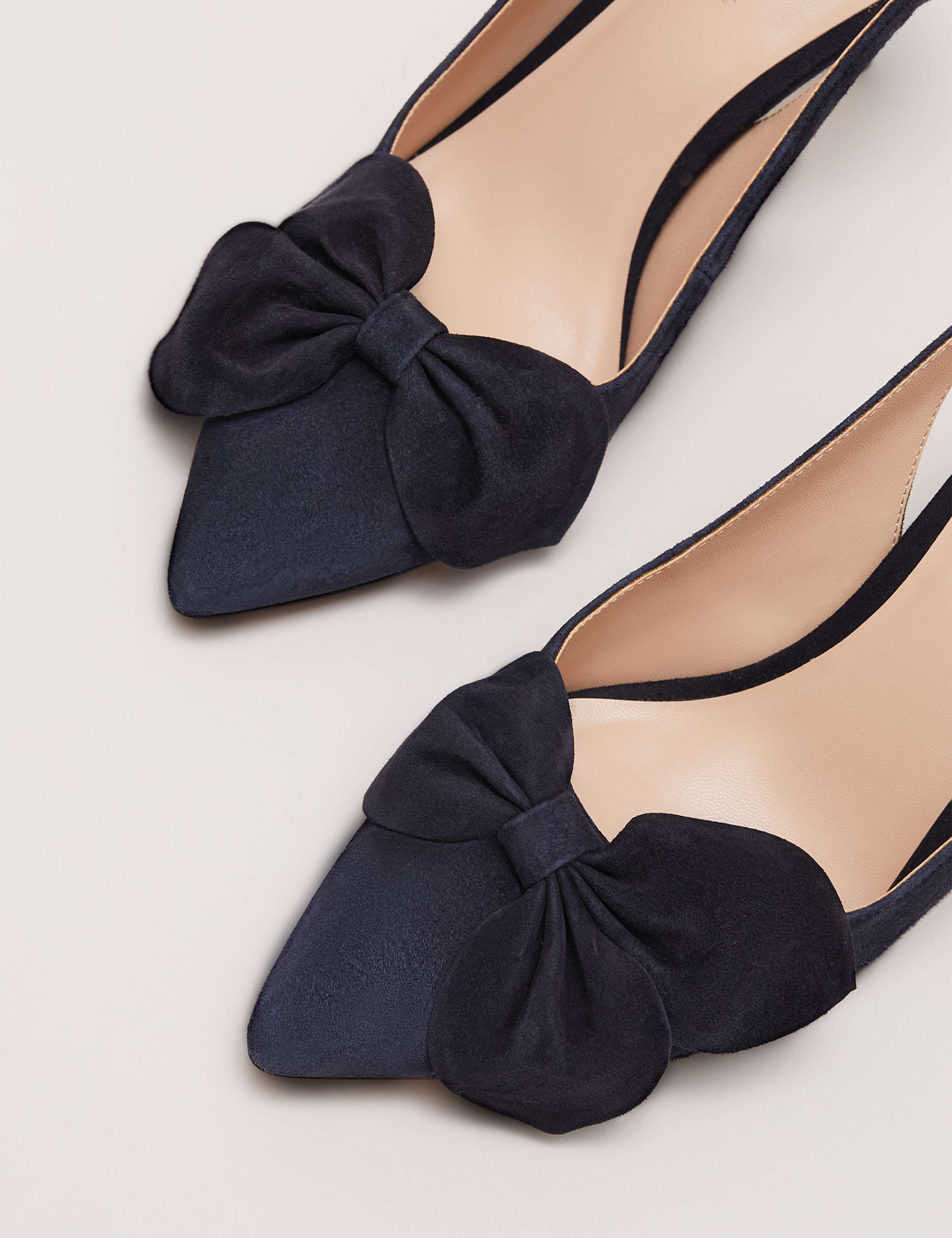 Suede Bow Pointed Slingback Shoes 7 of 8