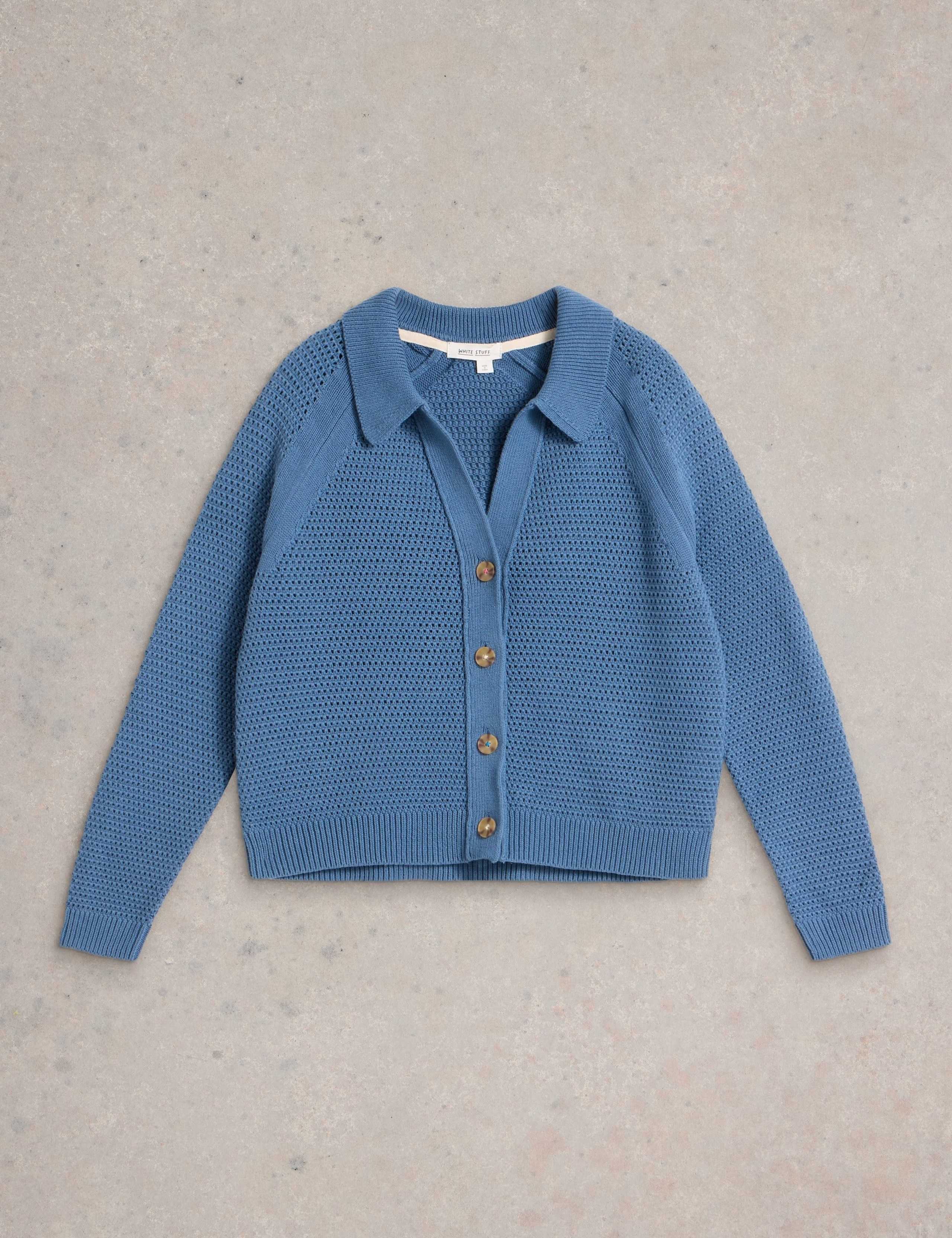 Pure Cotton Textured Collared Cardigan 2 of 7
