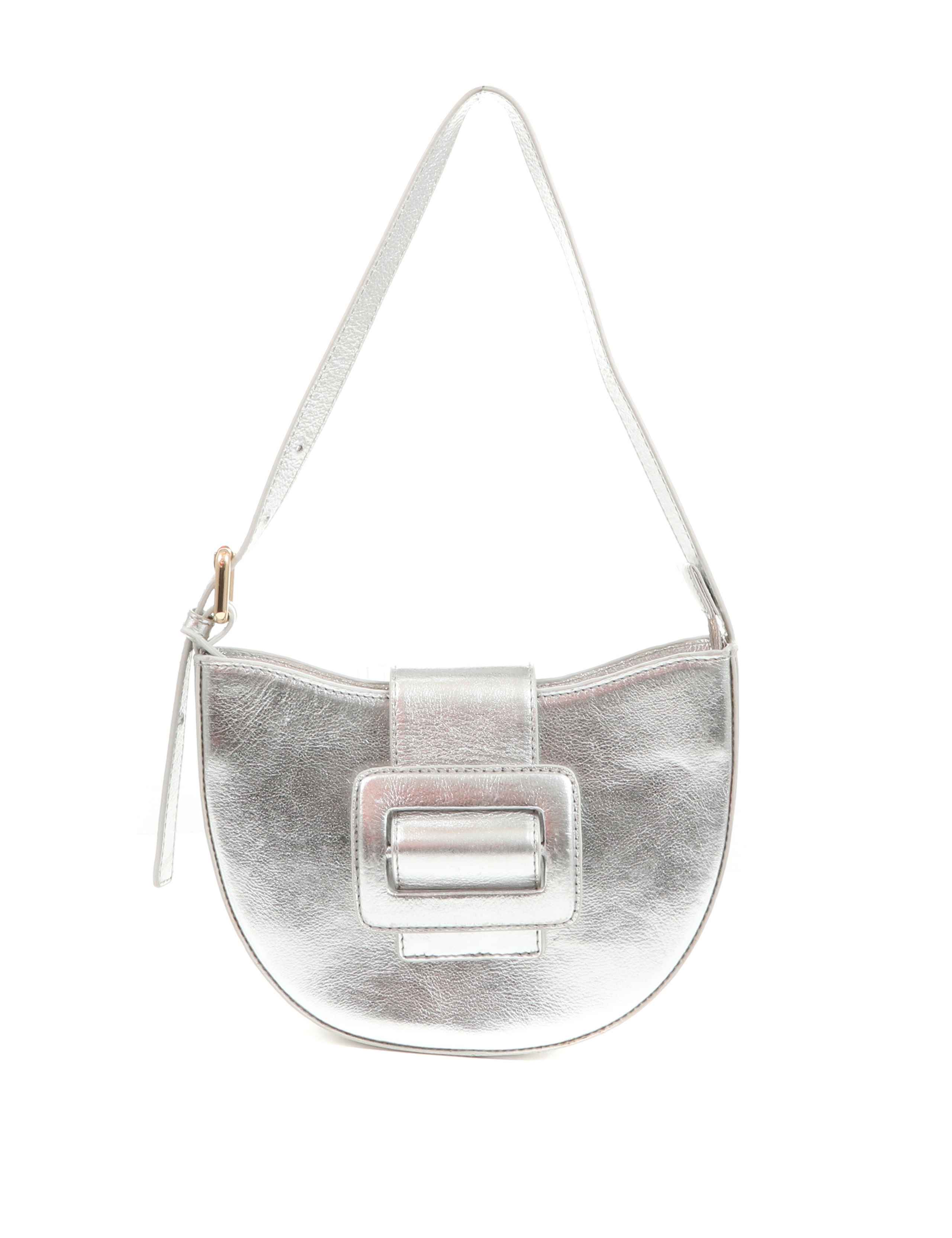 Leather Metallic Buckle Detail Shoulder Bag 2 of 3