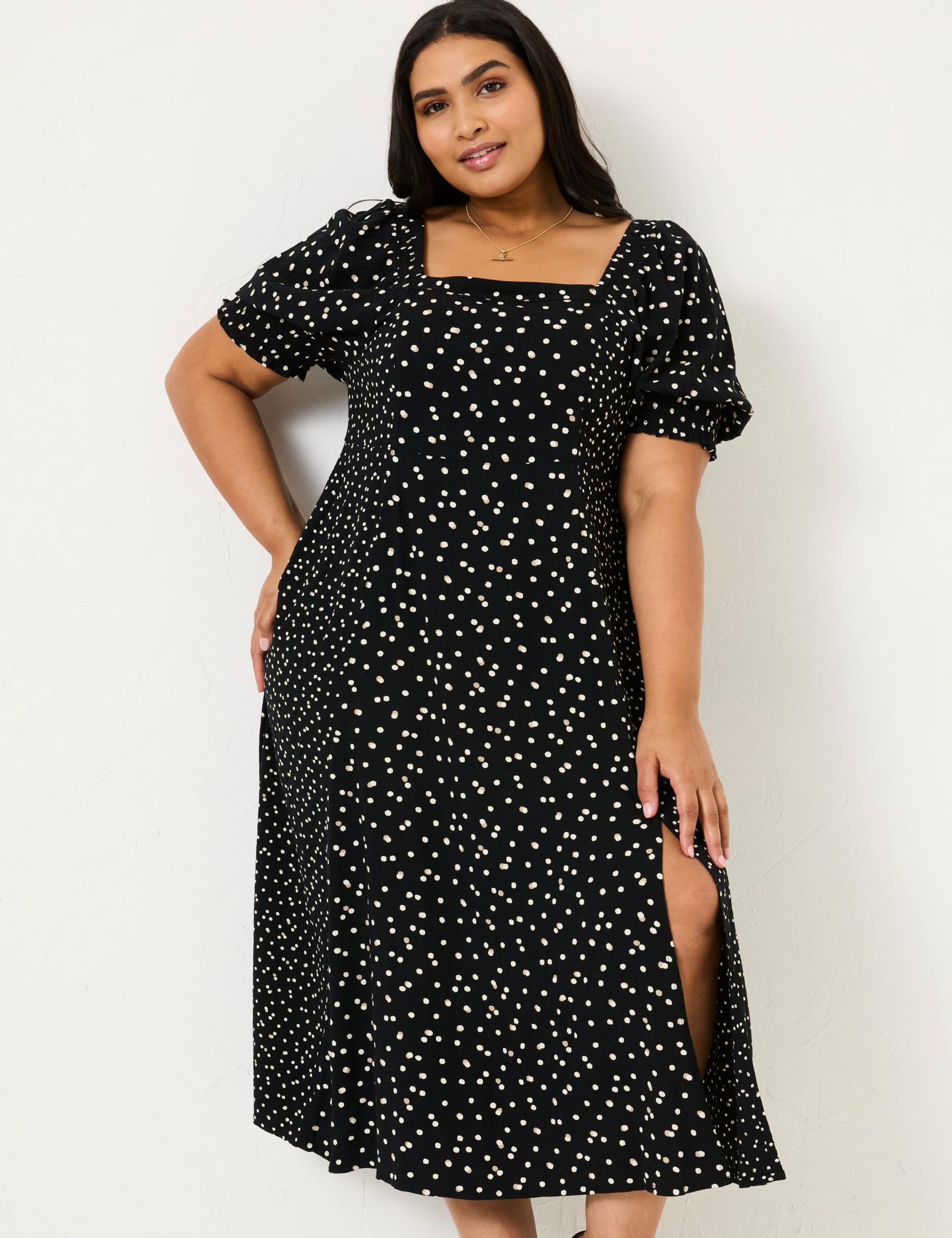 Polka Dot Square Neck Midi Skater Dress 7 of 8