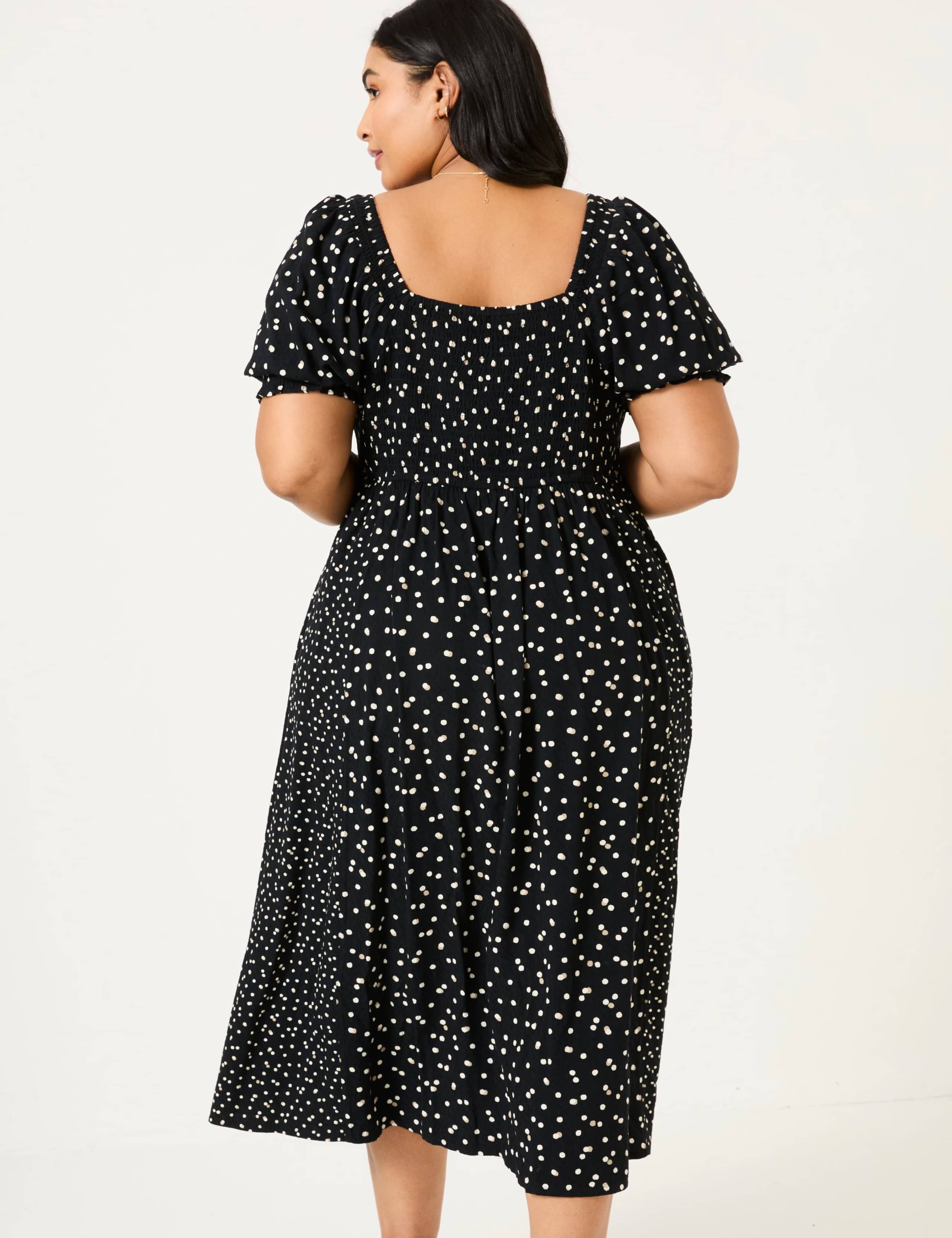 Polka Dot Square Neck Midi Skater Dress 8 of 8