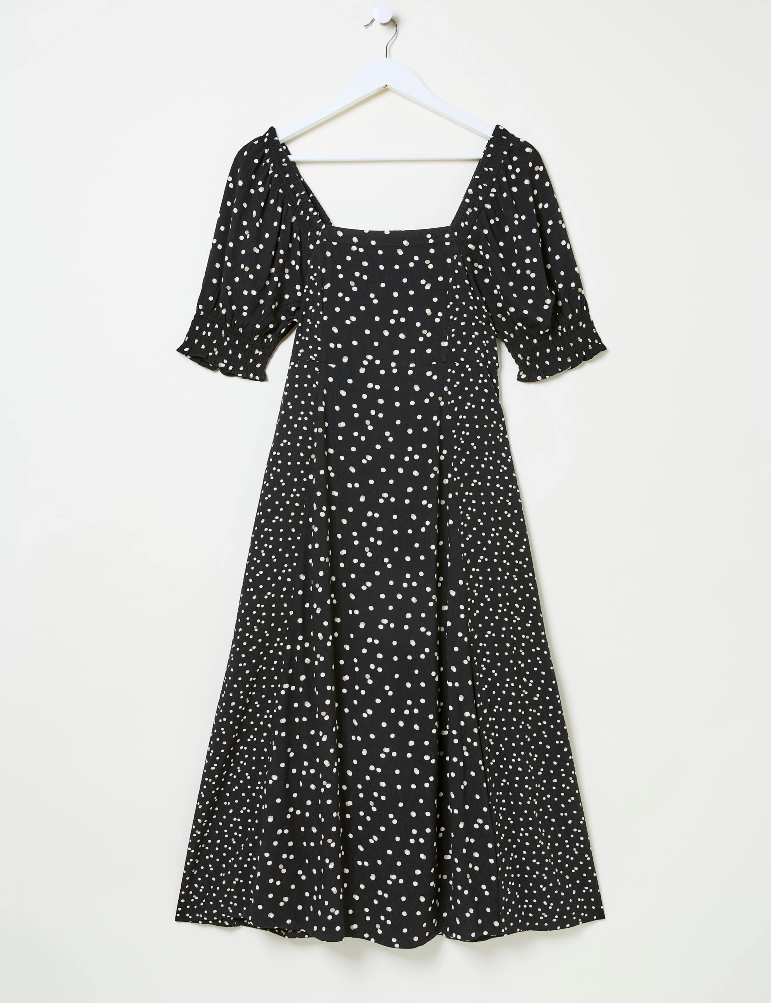 Polka Dot Square Neck Midi Skater Dress 2 of 8