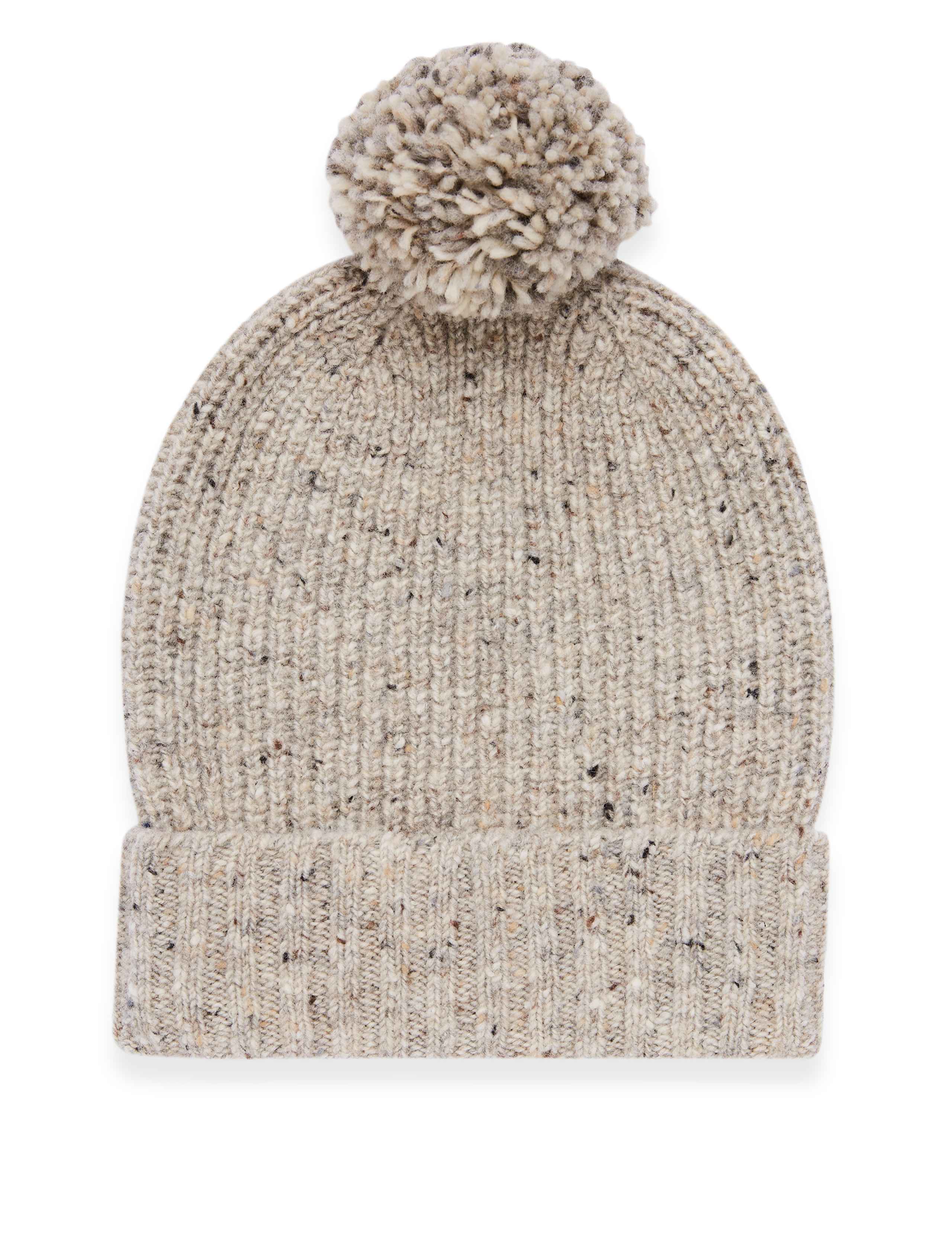 Pure Wool Knitted Rib Pom Hat 3 of 3