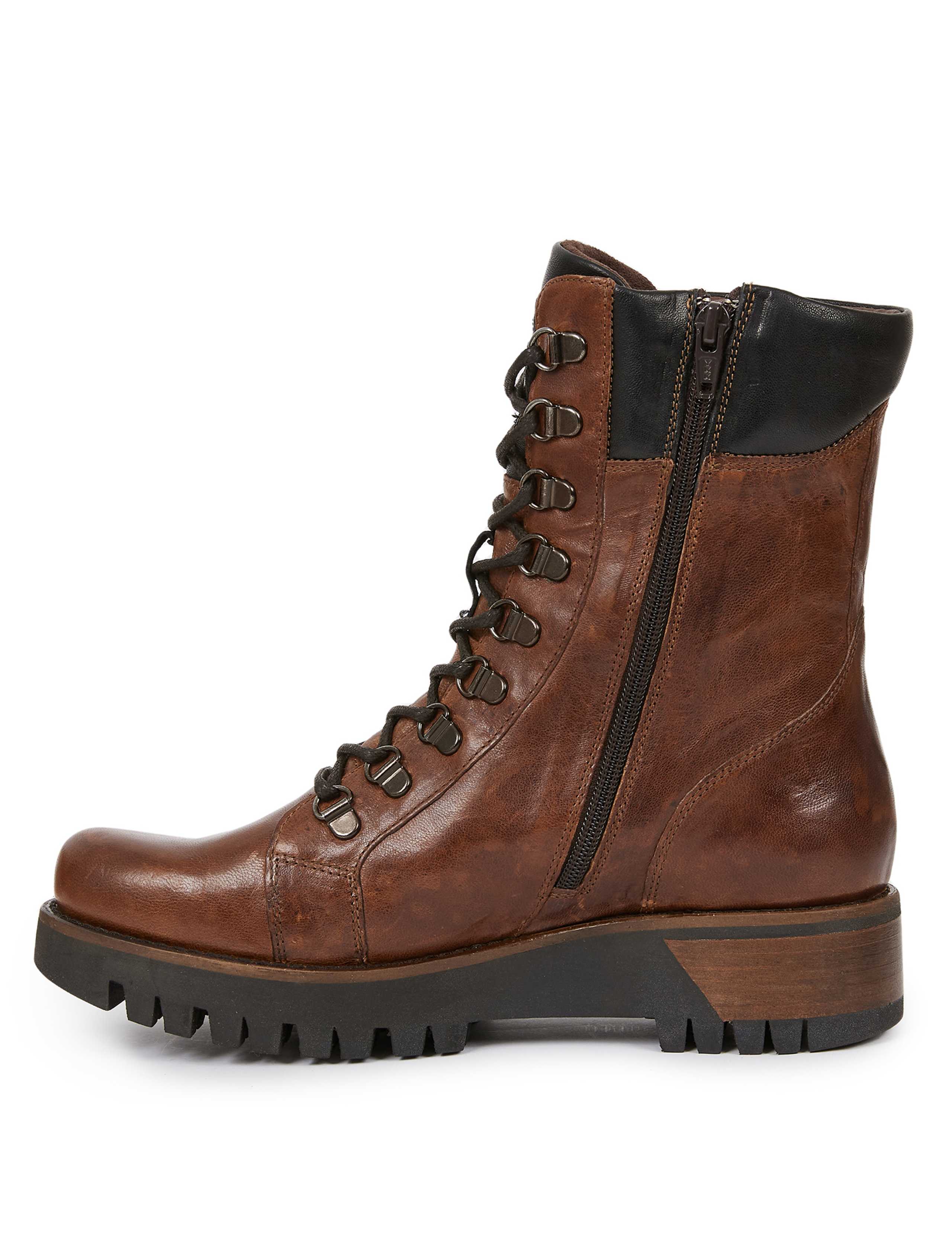 Leather Biker Block Heel Ankle Boots 2 of 4