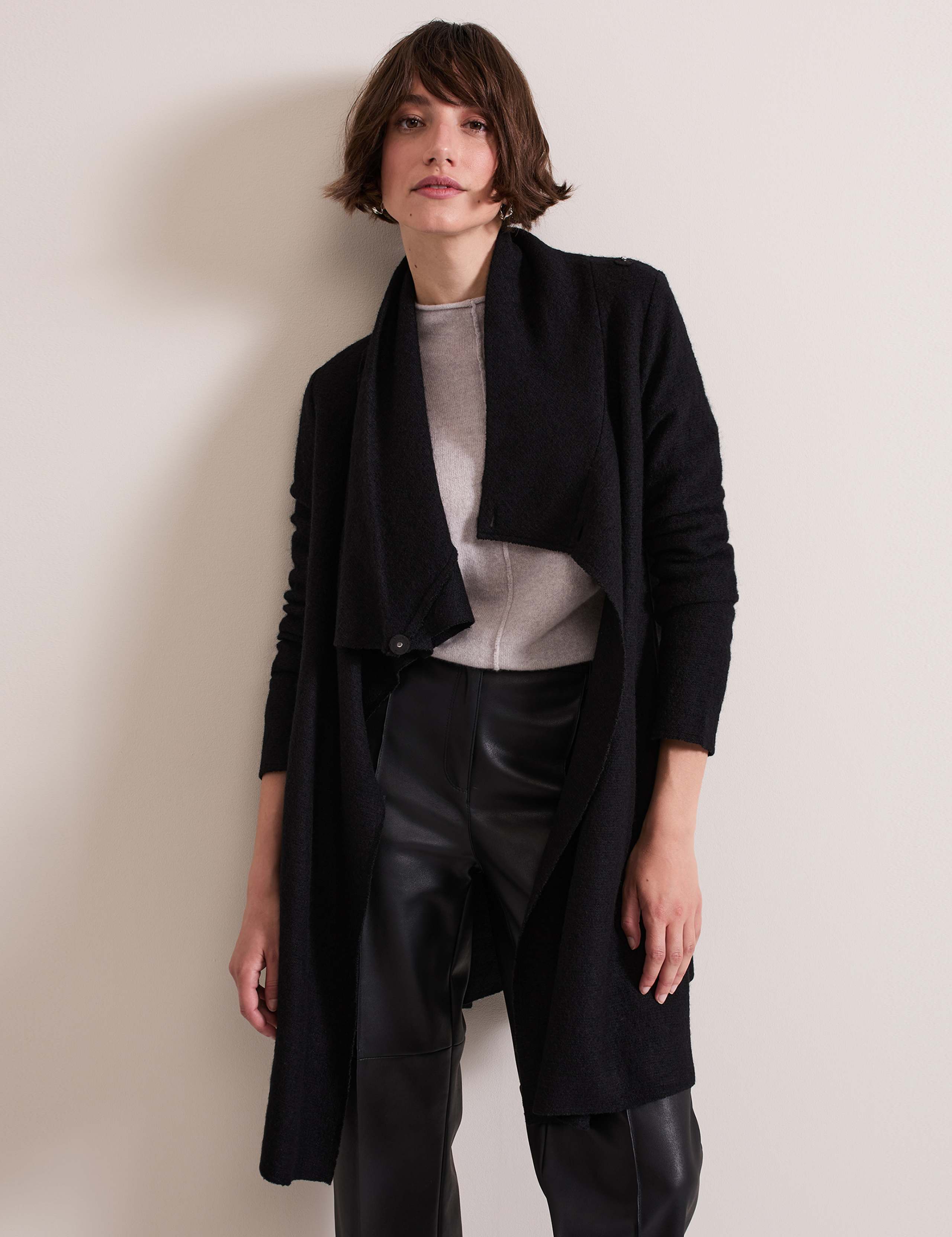 Wool Blend Shawl Collar Coatigan 1 of 8