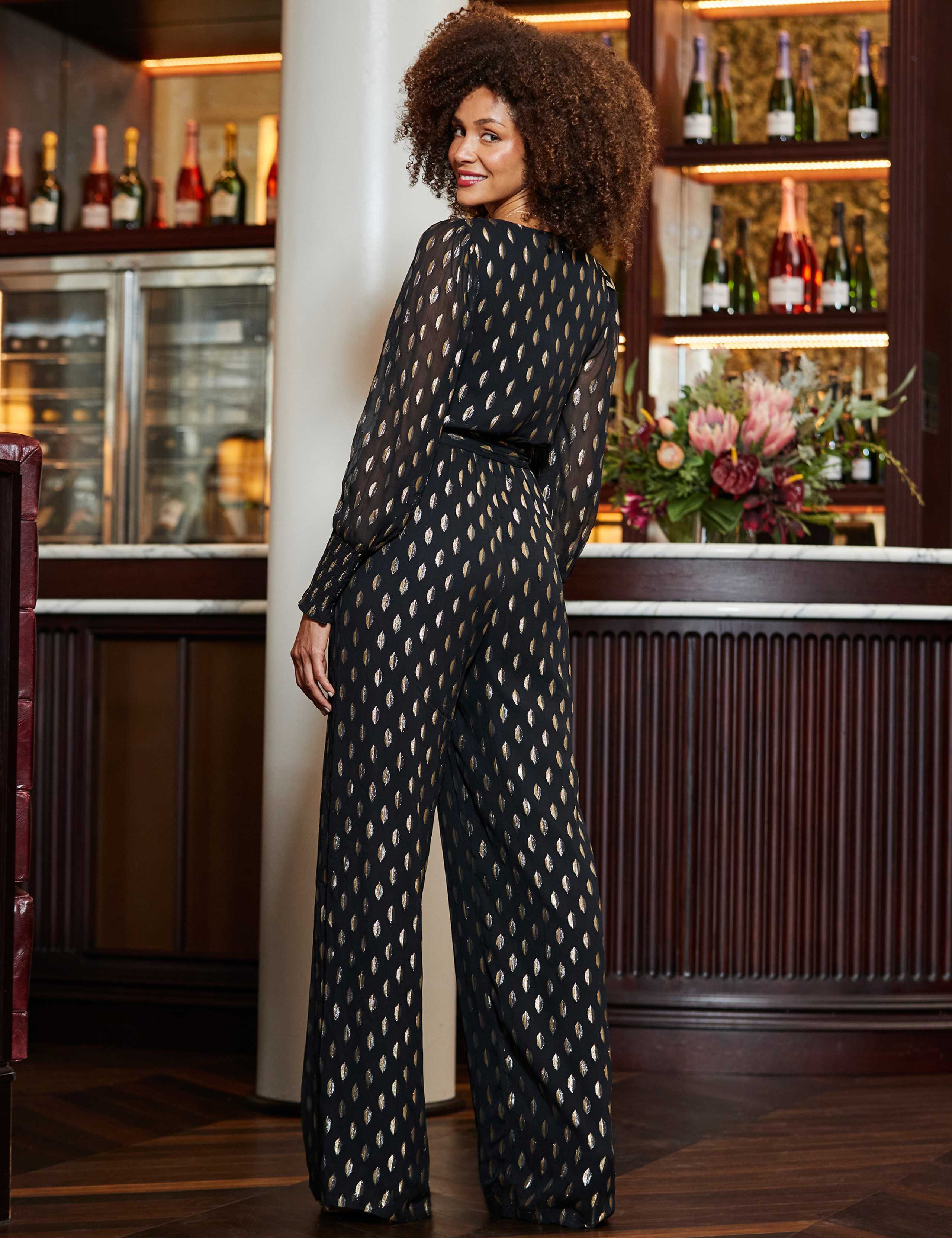 Metallic Spot Ruched Front Jumpsuit 2 of 5