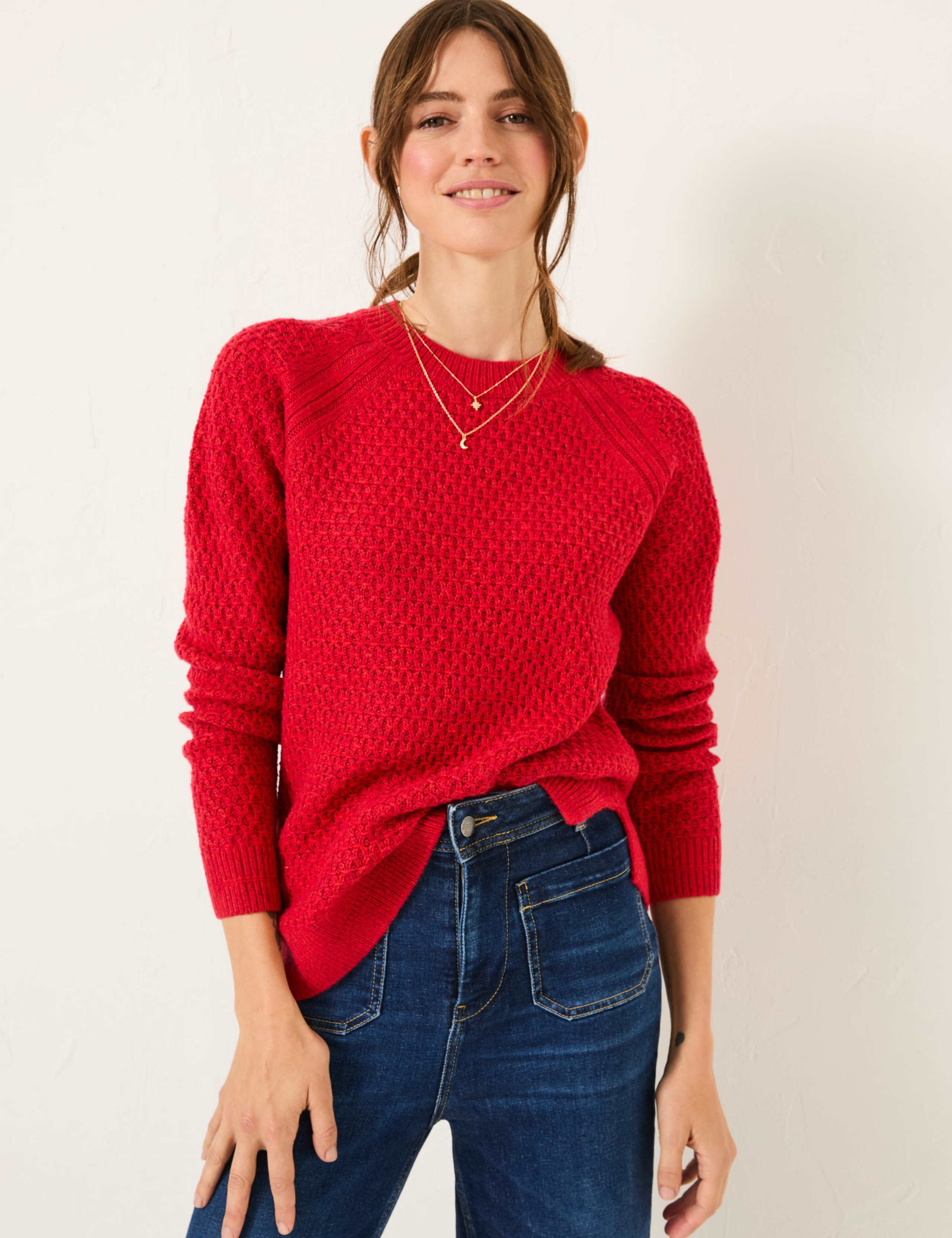 Patterned Textured Crew Neck Jumper 3 of 8