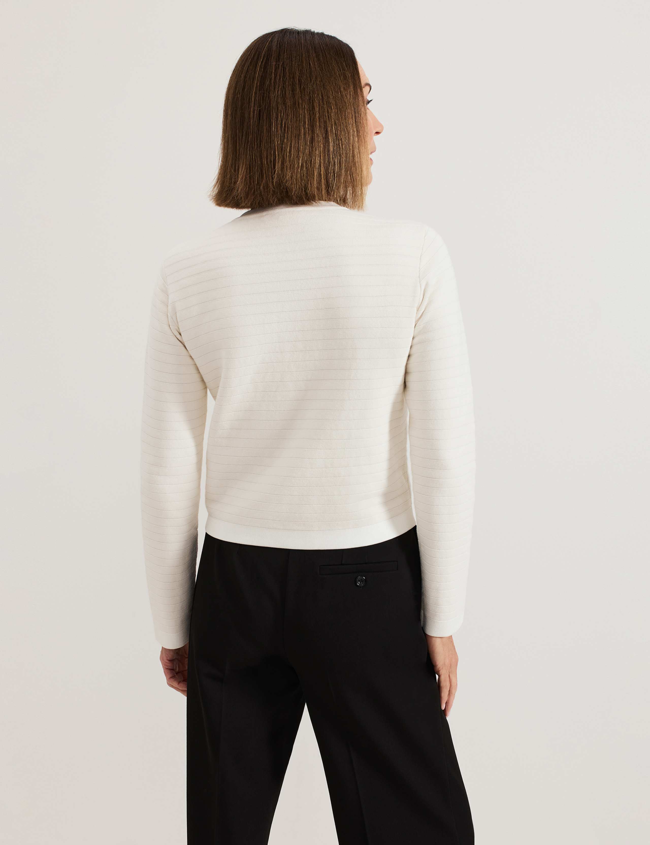 Cotton Blend Crew Neck Knitted Jacket 4 of 7