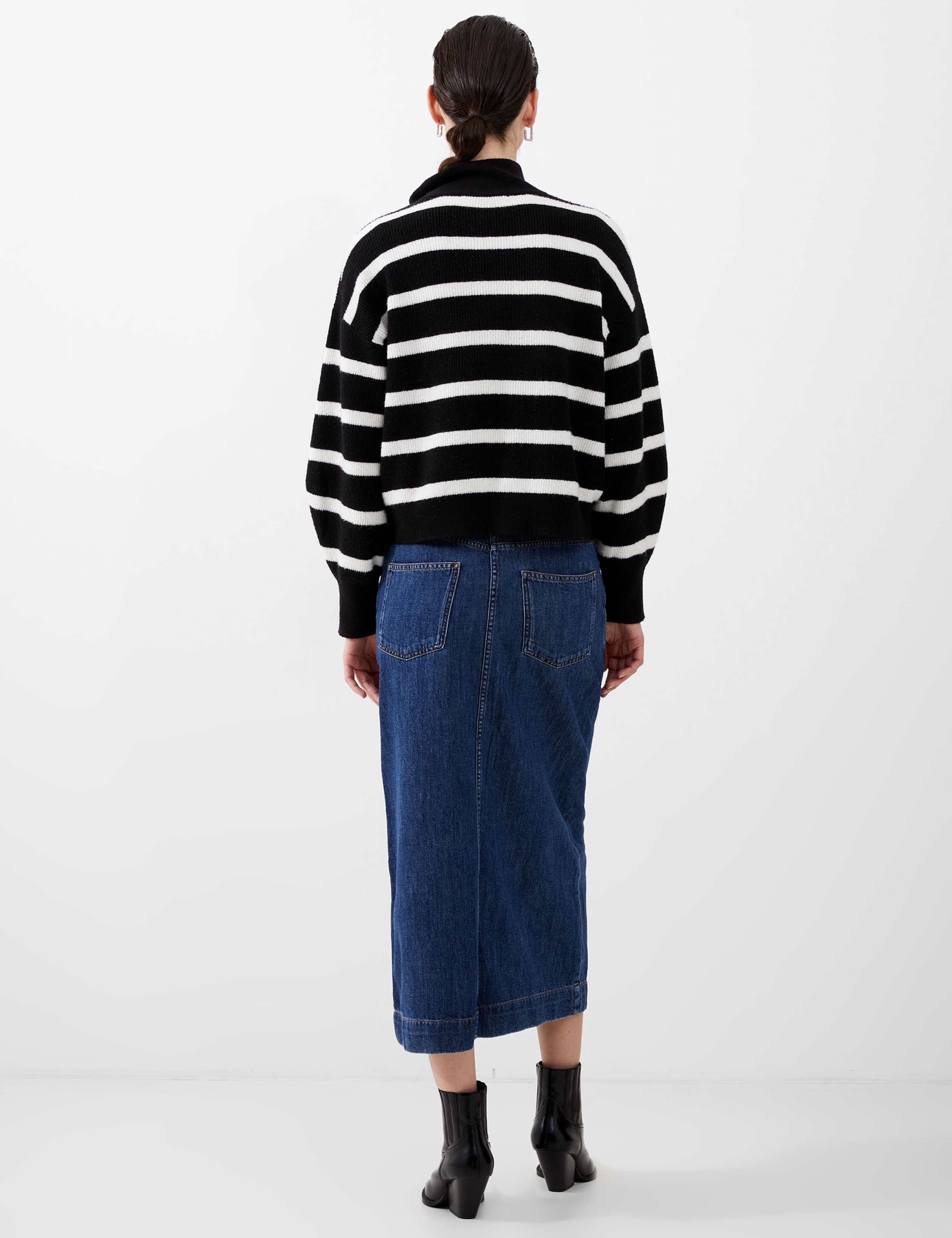 Striped Roll Neck Half Zip Jumper with Wool 3 of 4