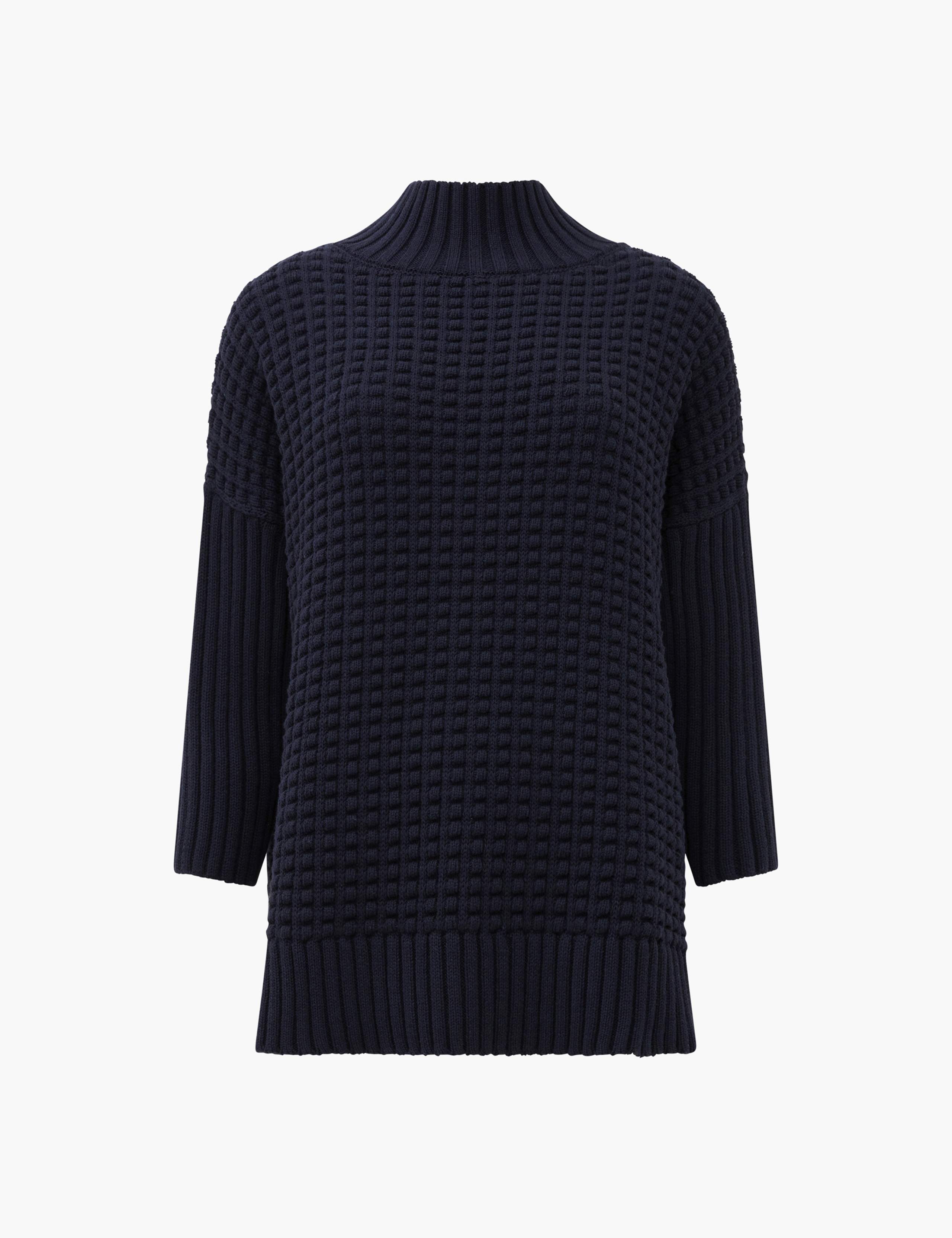 Pure Cotton Textured High Neck Jumper 2 of 4