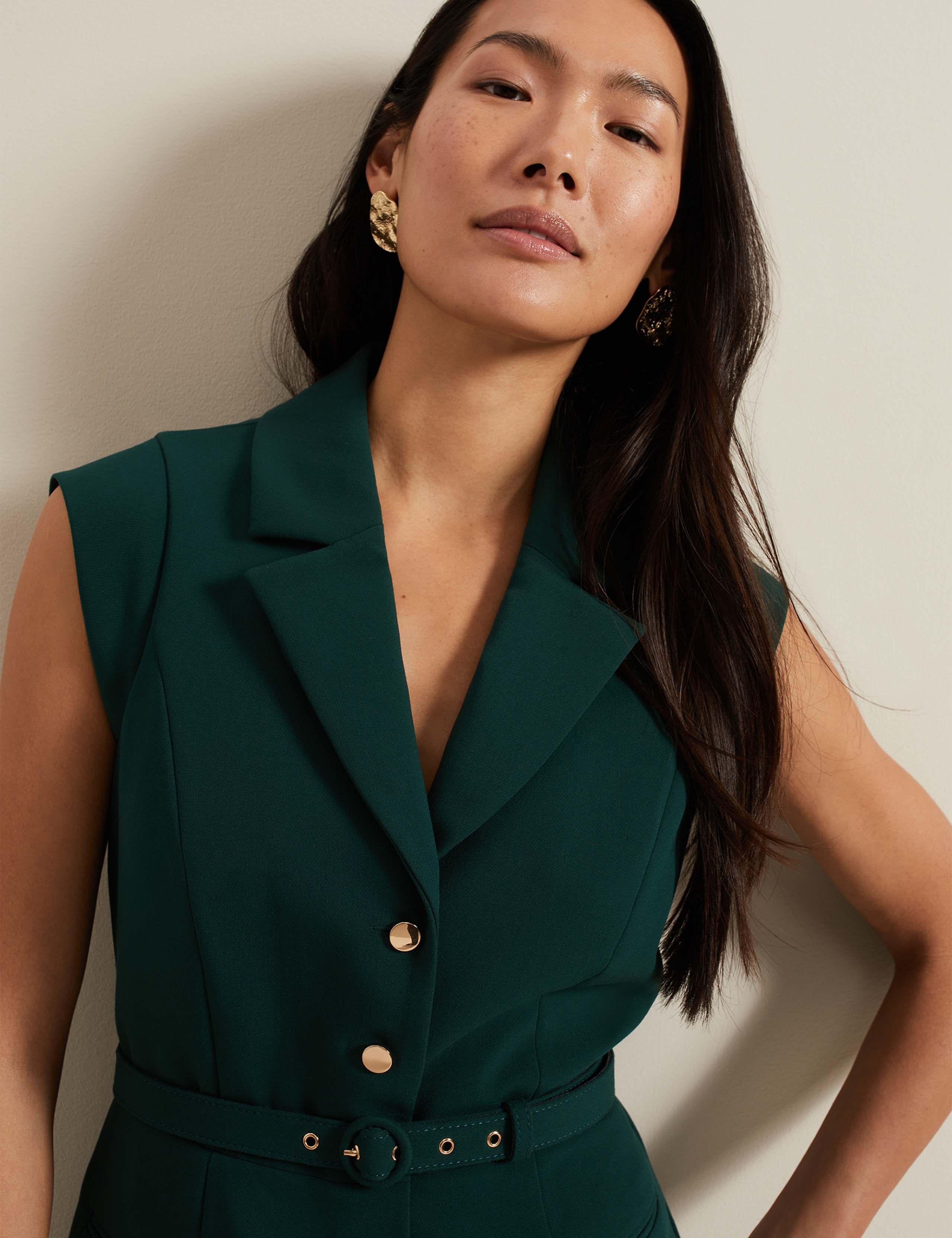 Belted Short Sleeve Tailored Jumpsuit 4 of 6