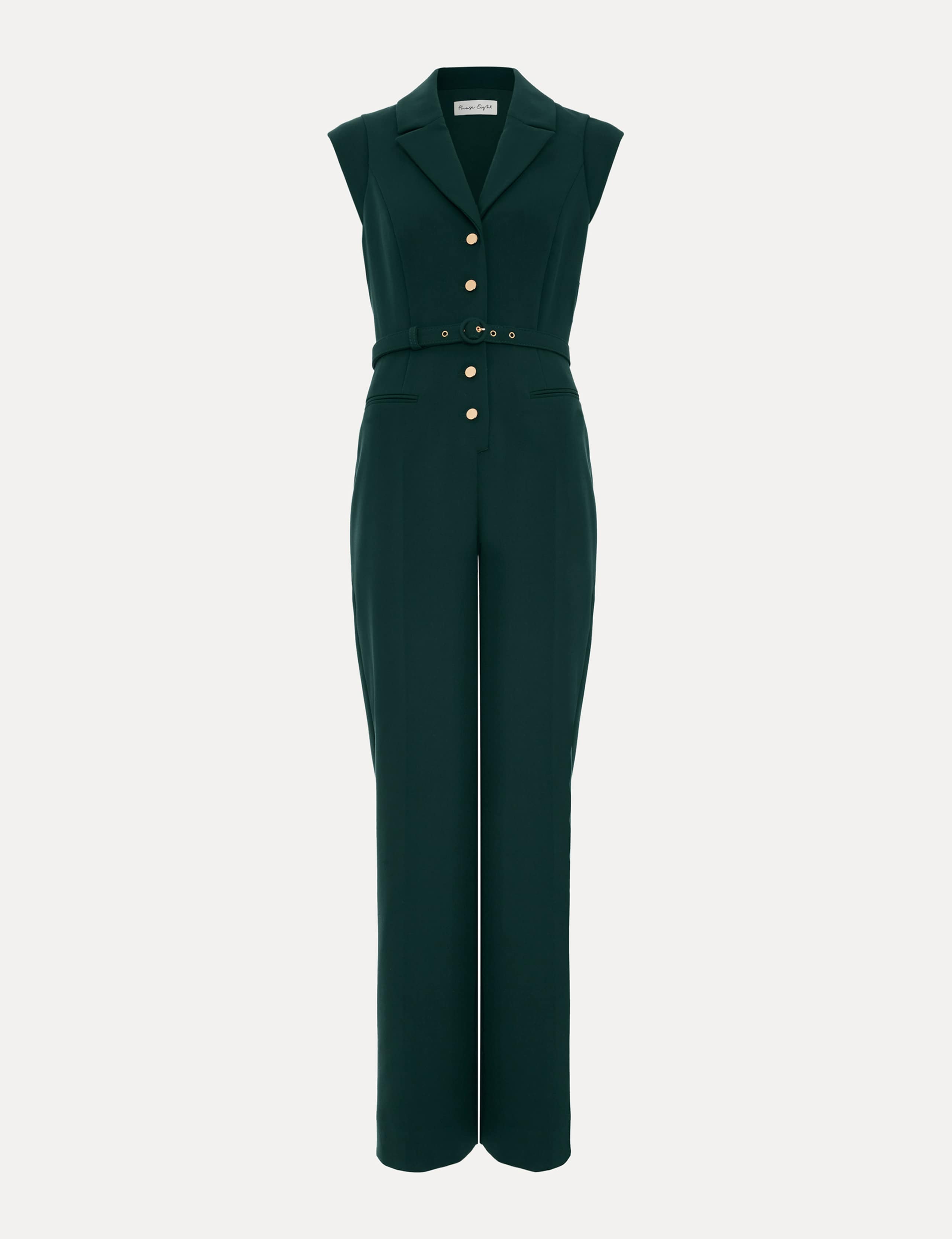 Belted Short Sleeve Tailored Jumpsuit 2 of 6