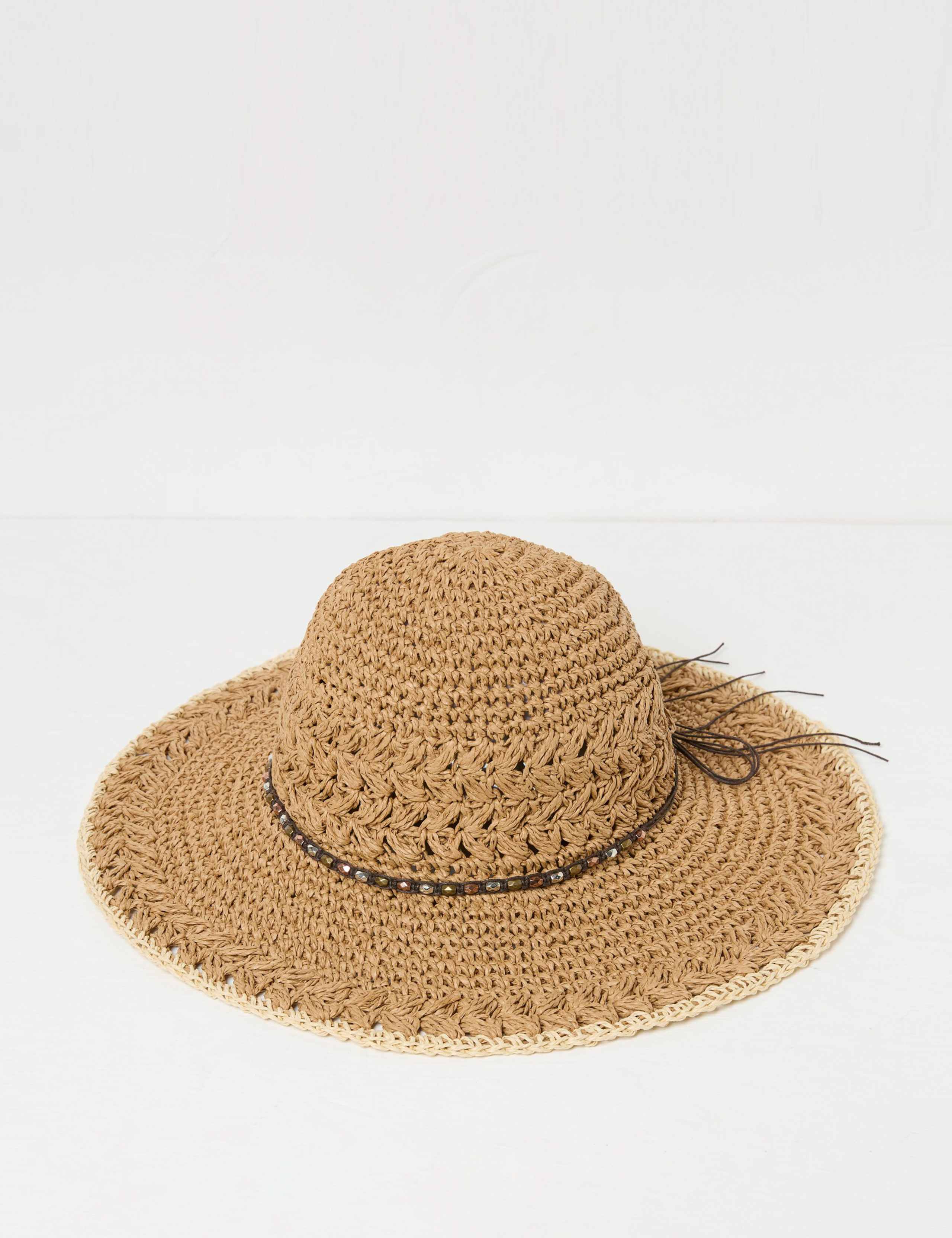 Straw Crochet Embellished Wide Brim Hat 4 of 4