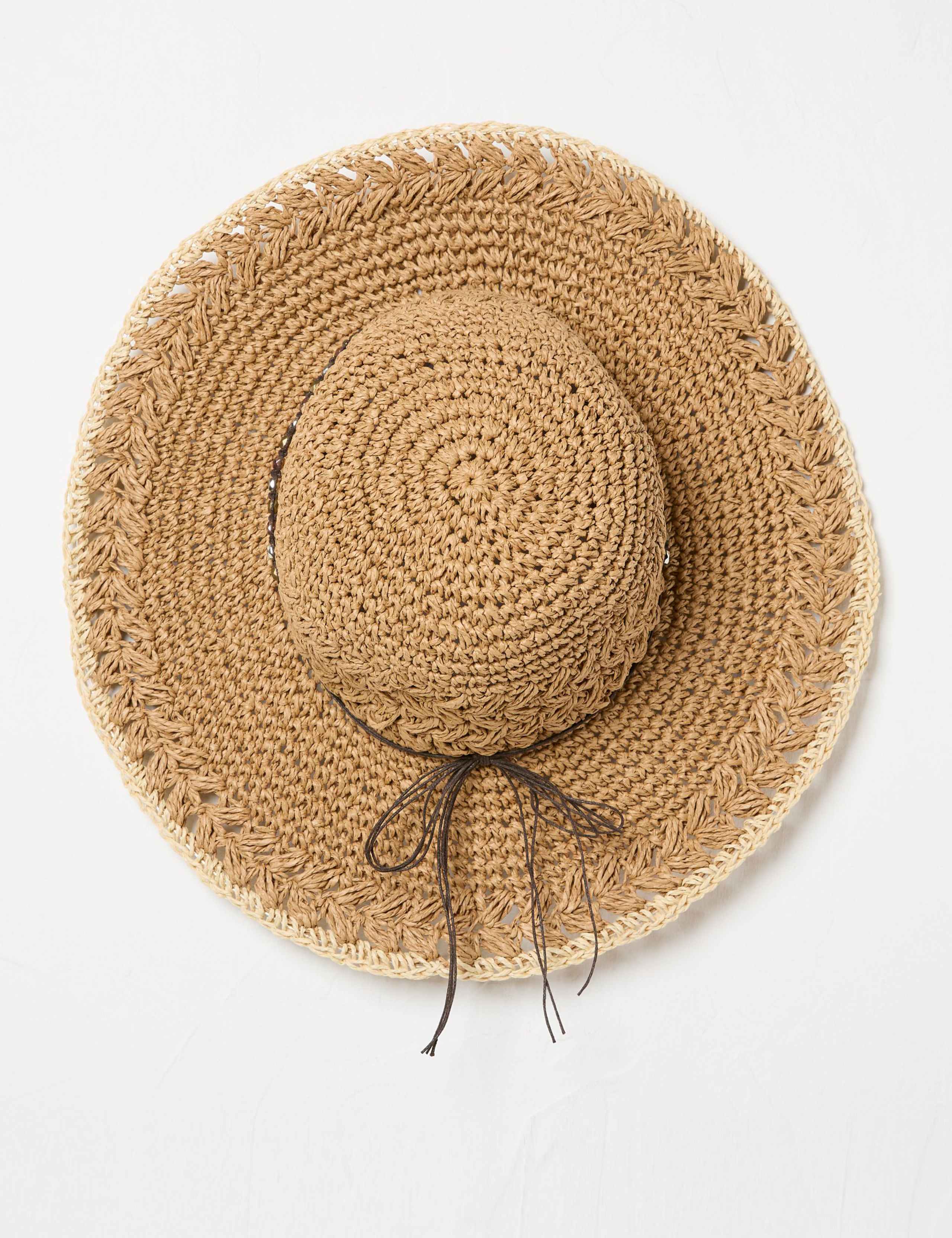 Straw Crochet Embellished Wide Brim Hat 2 of 4