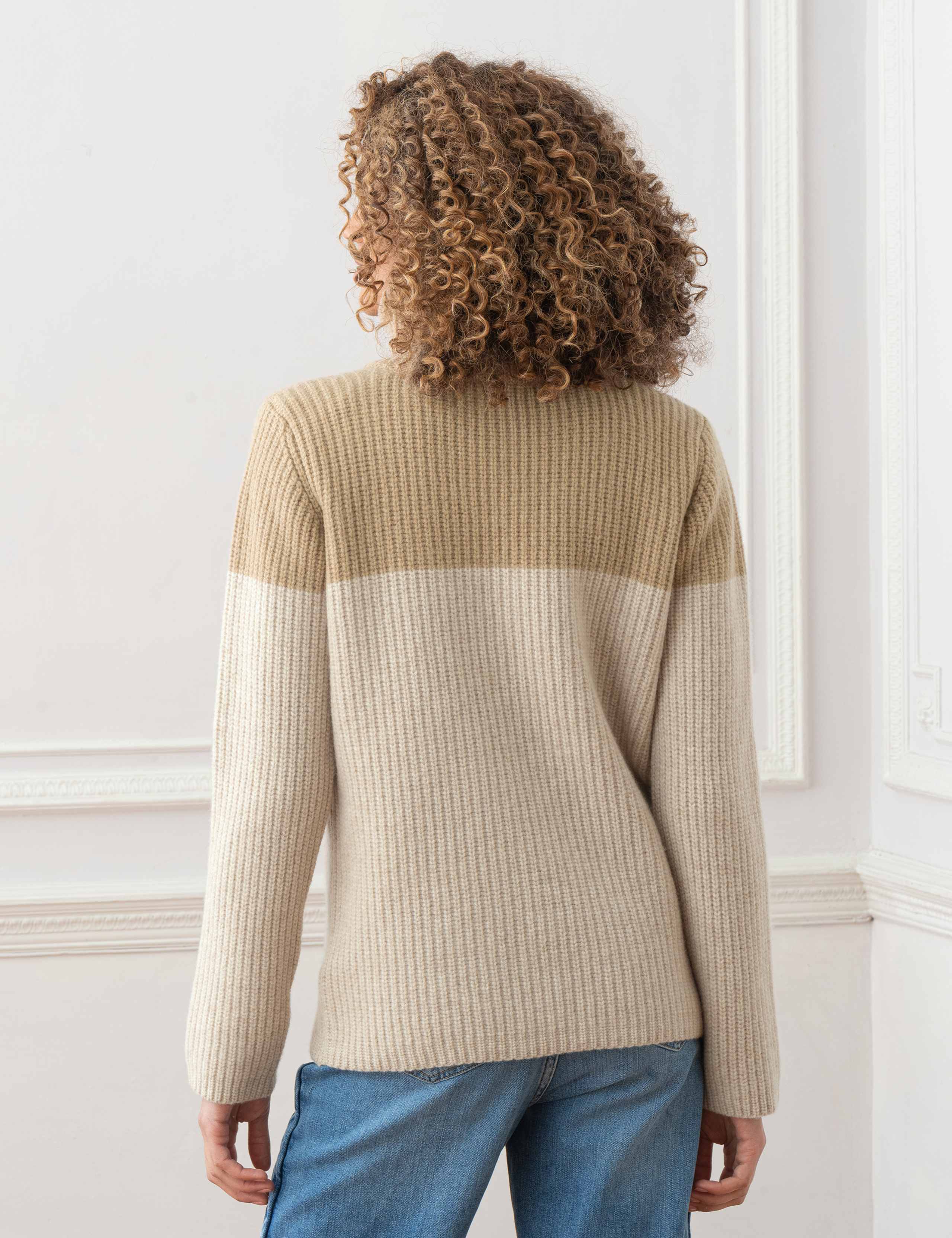 Pure Wool Colour Block Roll Neck Jumper 4 of 5