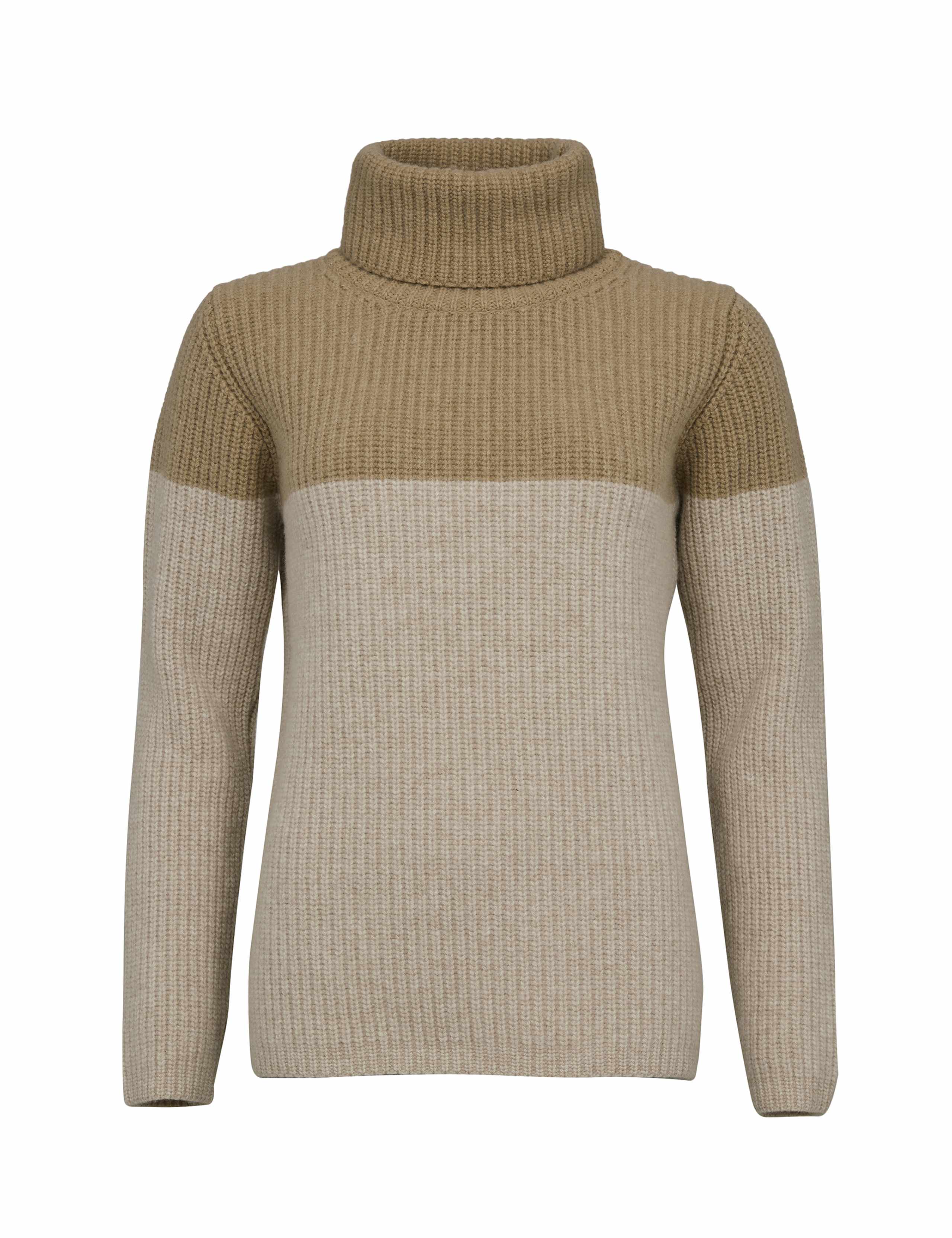 Pure Wool Colour Block Roll Neck Jumper 2 of 5
