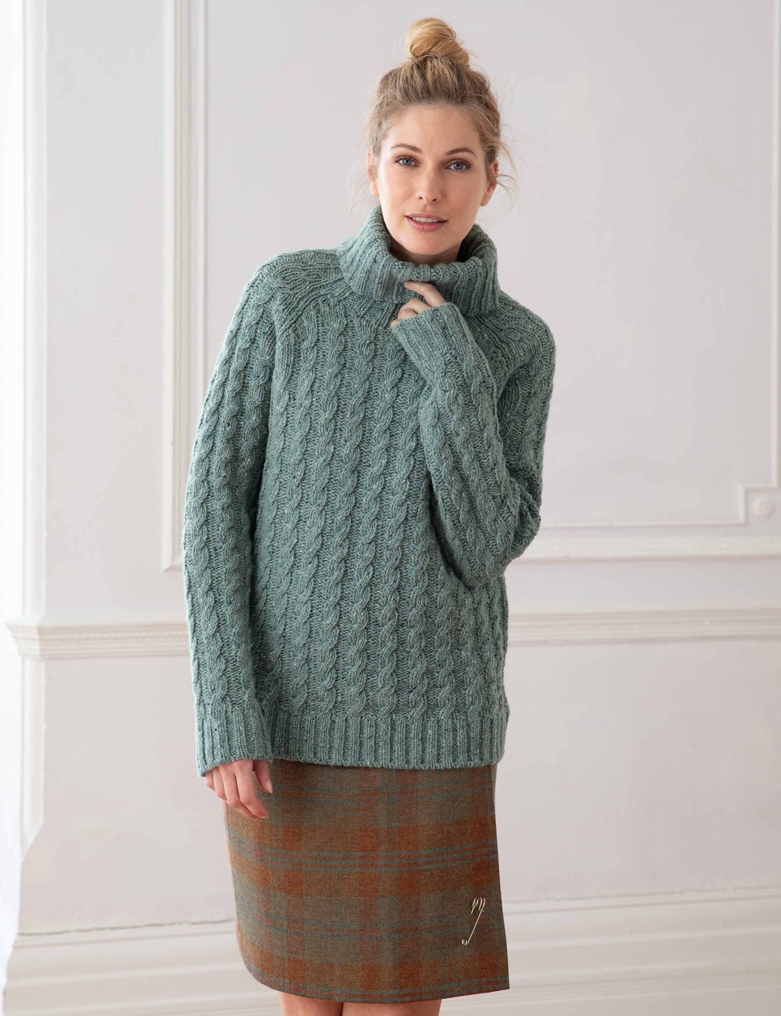 Pure Wool Cable Knit Roll Neck Jumper 5 of 8