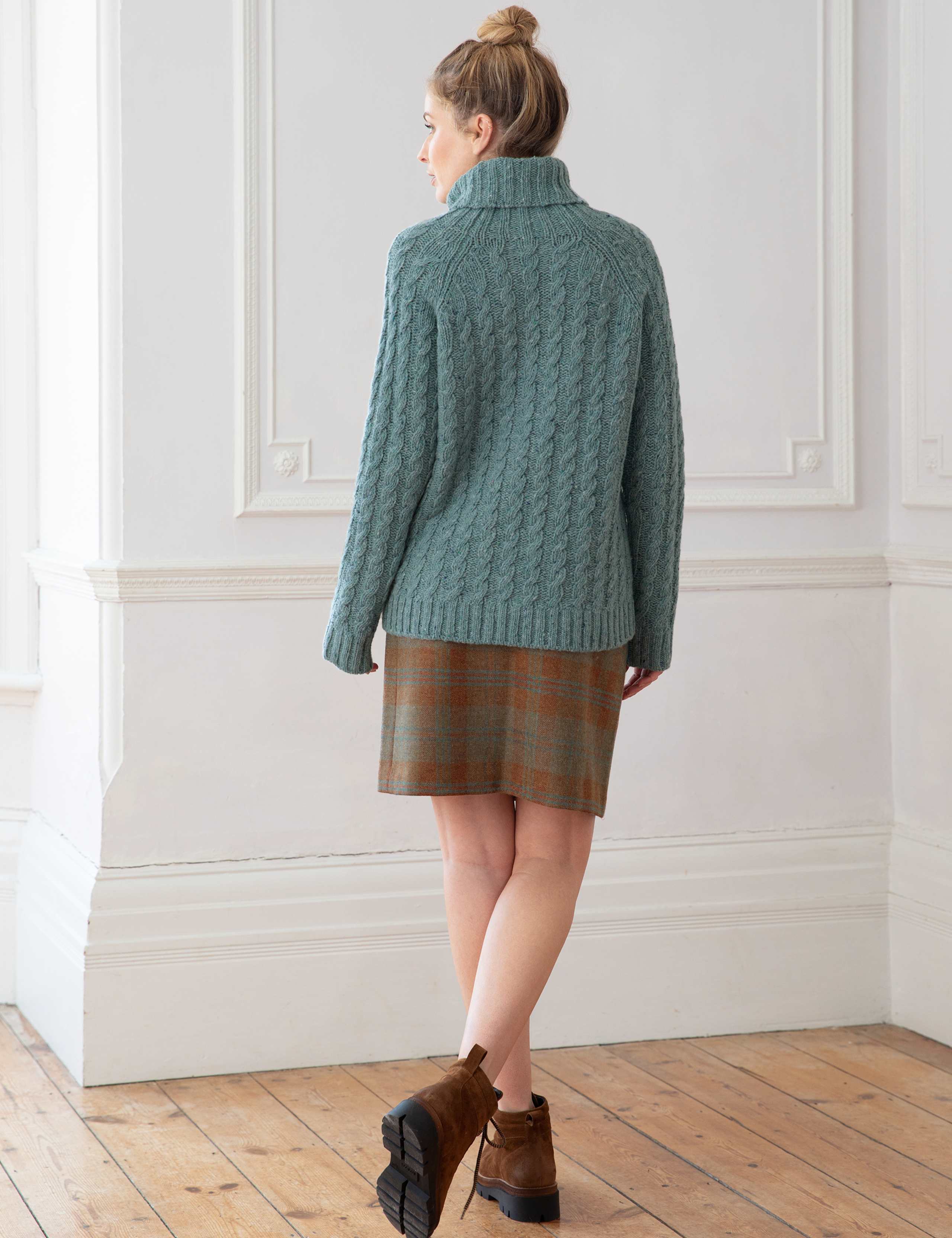 Pure Wool Cable Knit Roll Neck Jumper 7 of 8