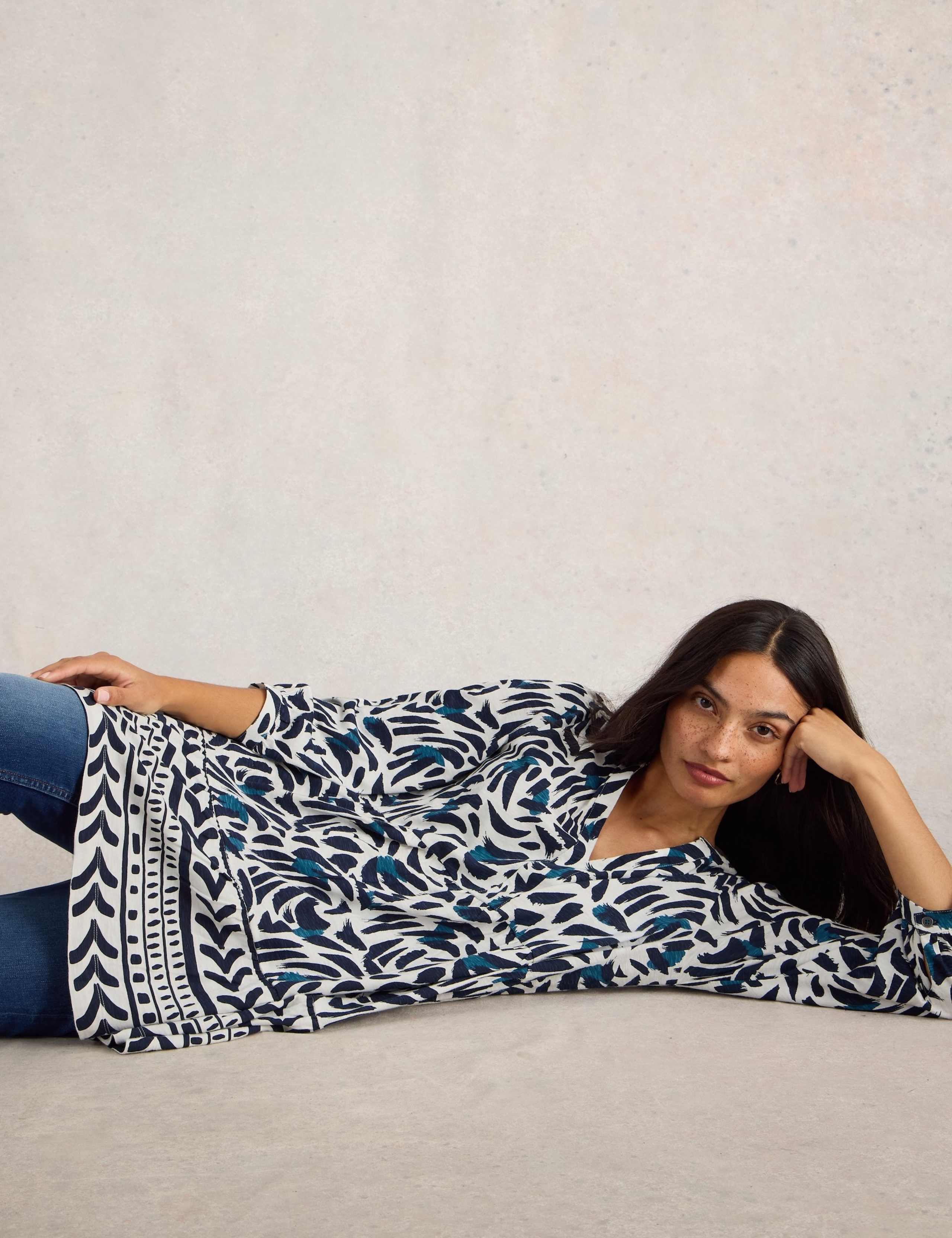Pure Cotton Printed V-Neck Tunic 3 of 6
