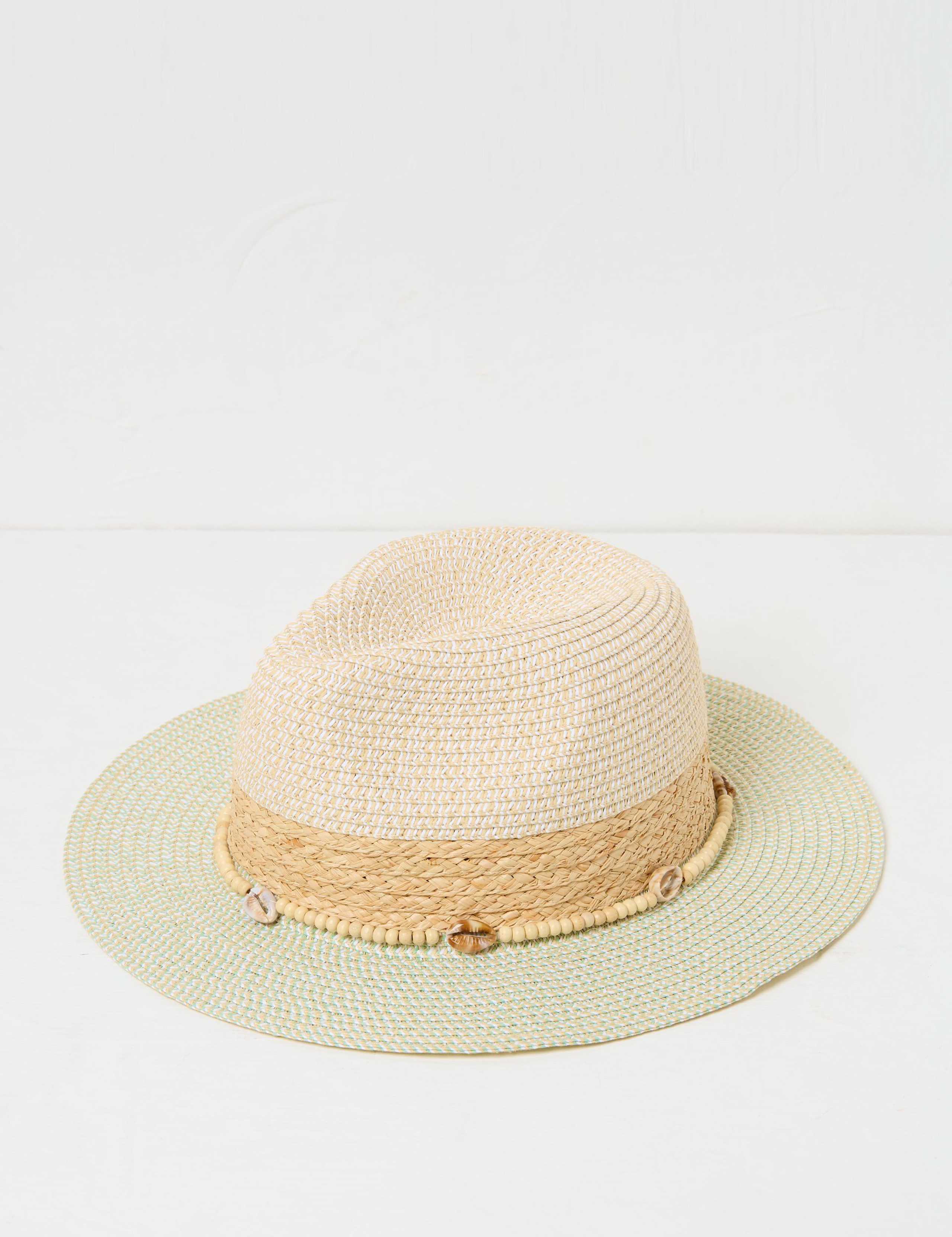 Straw Colour Block Fedora Hat 2 of 2