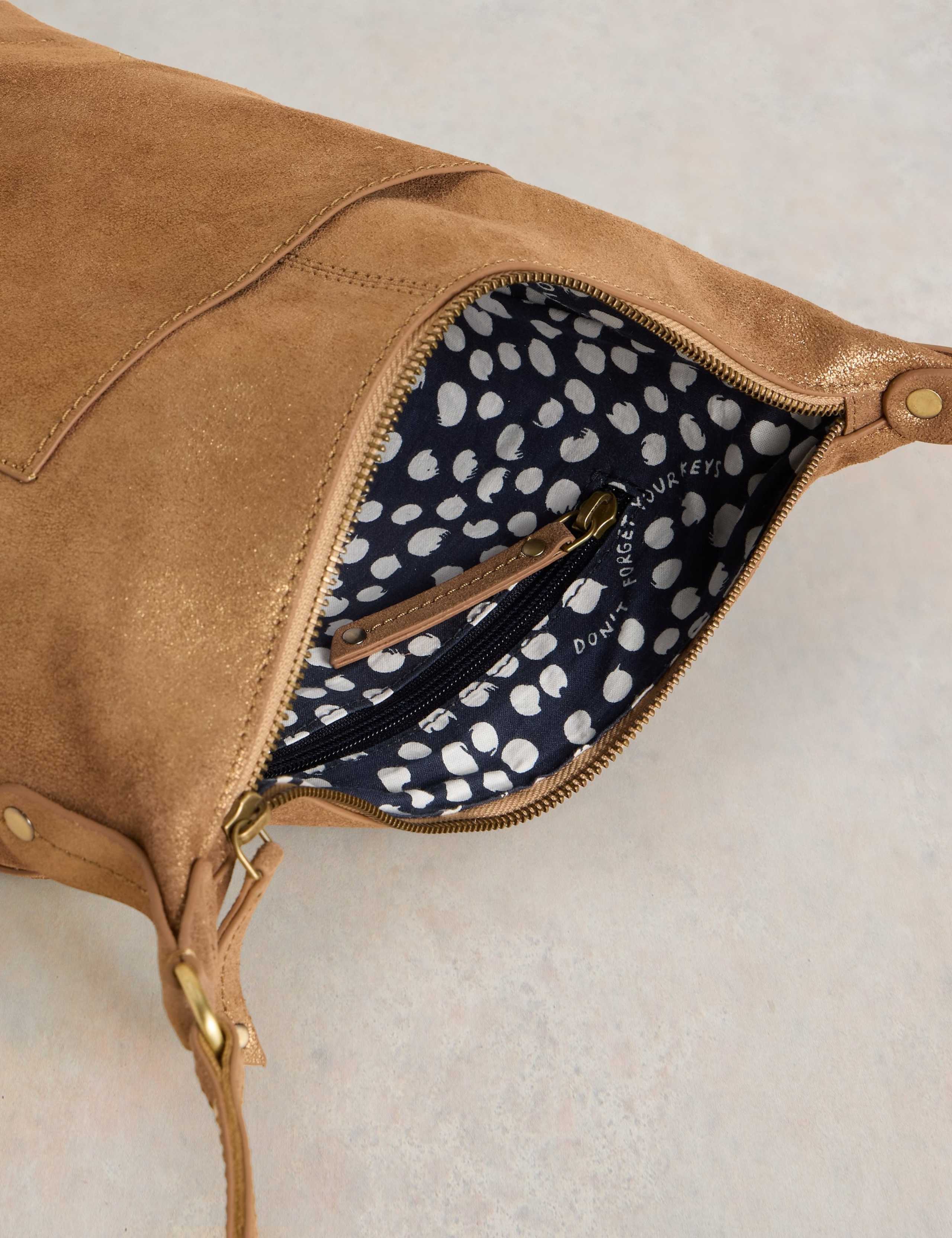 Leather Metallic Cross Body Bucket Bag 4 of 5