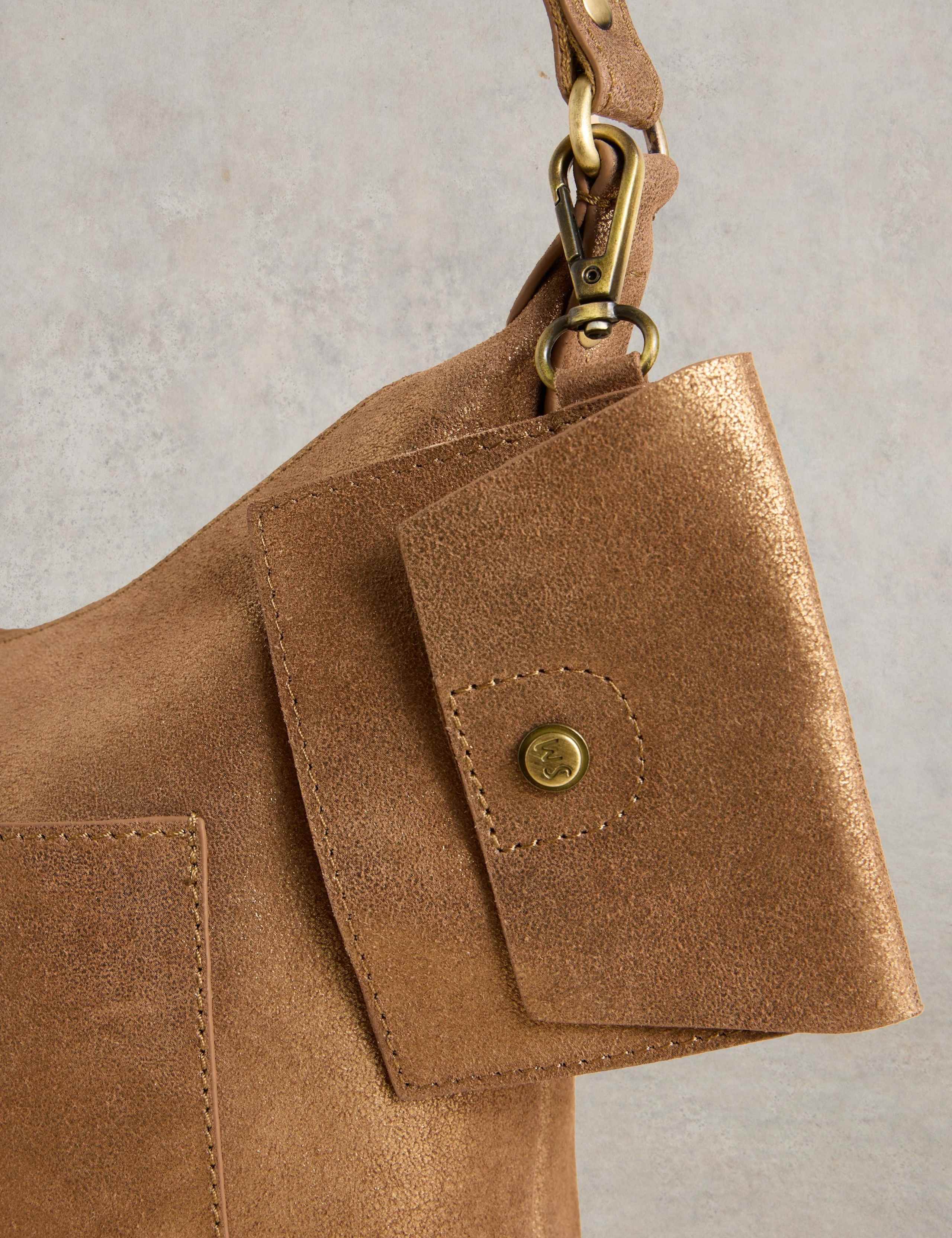 Leather Metallic Cross Body Bucket Bag 5 of 5