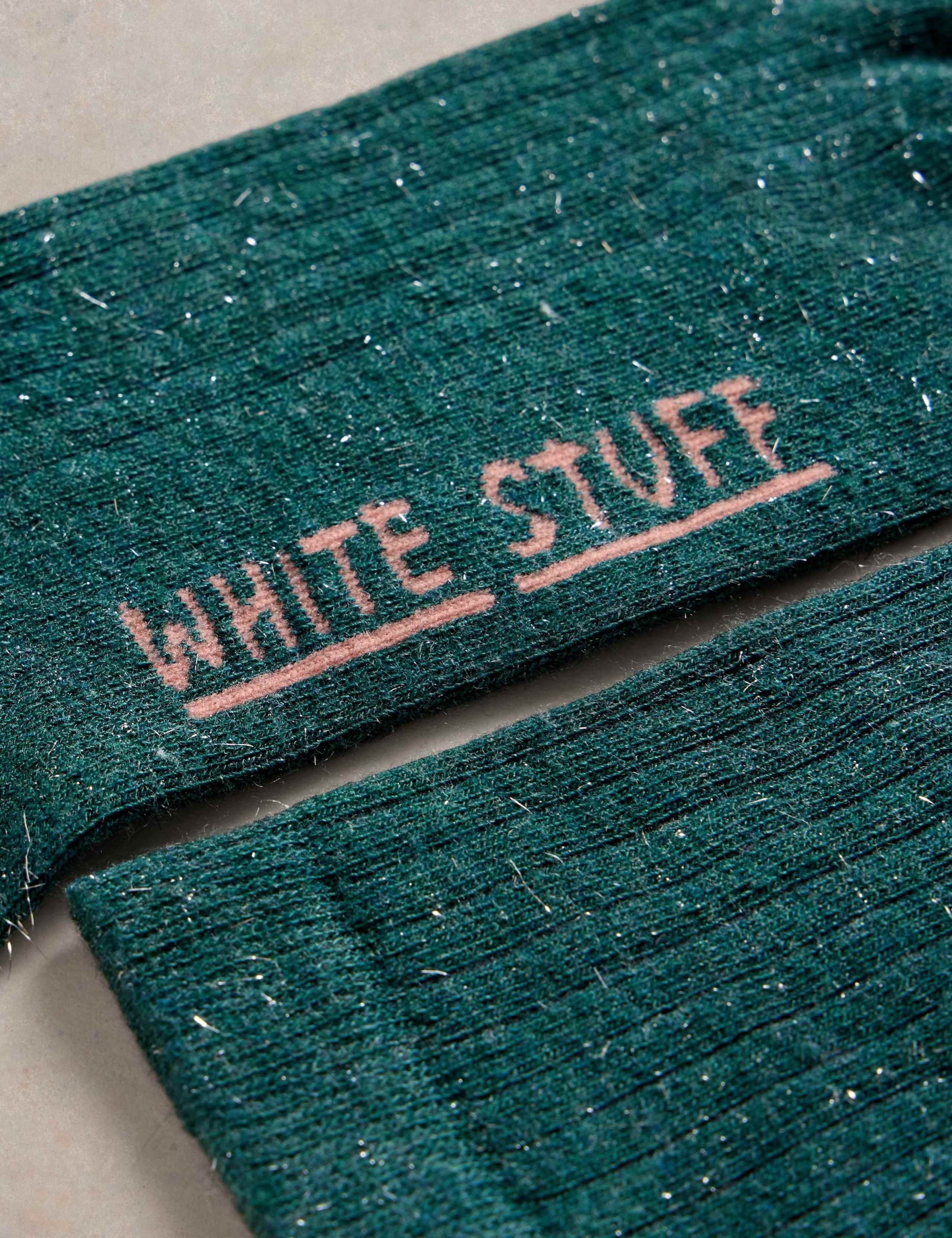 Cotton Rich Sparkle Ribbed Ankle High Socks 2 of 2