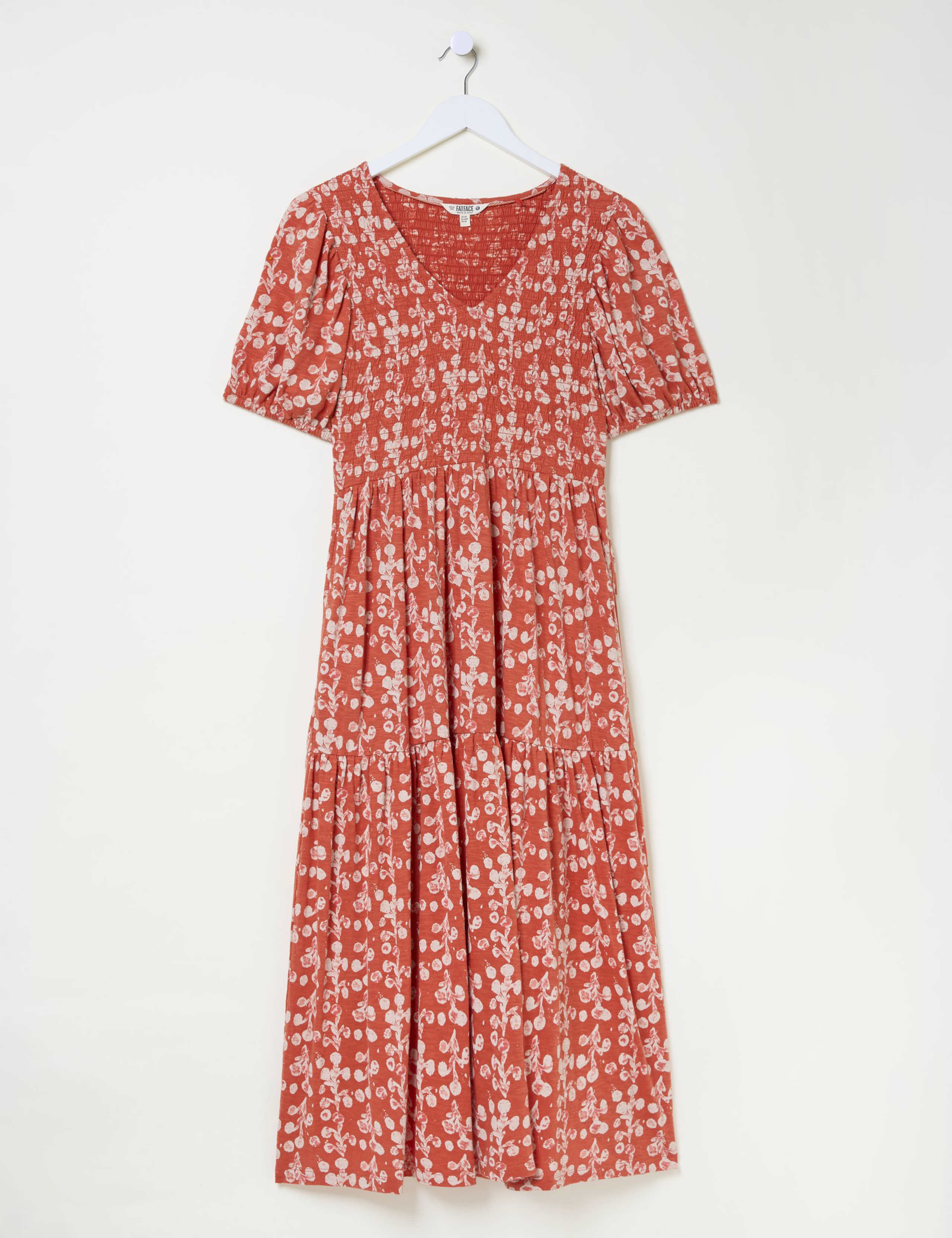 Cotton Rich Floral V-Neck Midi Waisted Dress 2 of 5